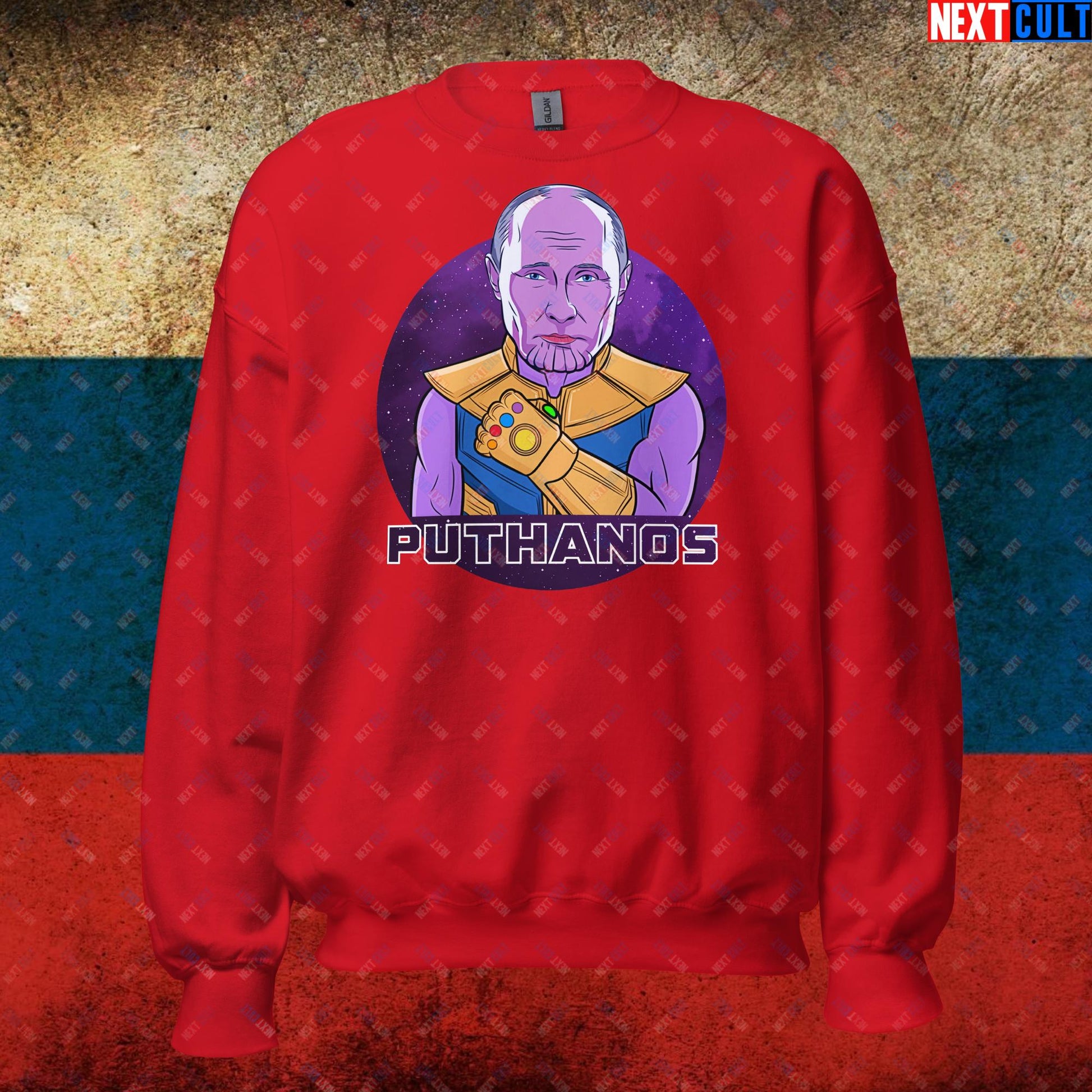 Anti Vladimir Putin Thanos Unisex Sweatshirt Red Sweatshirts Politics Vladimir Putin Next Cult Brand