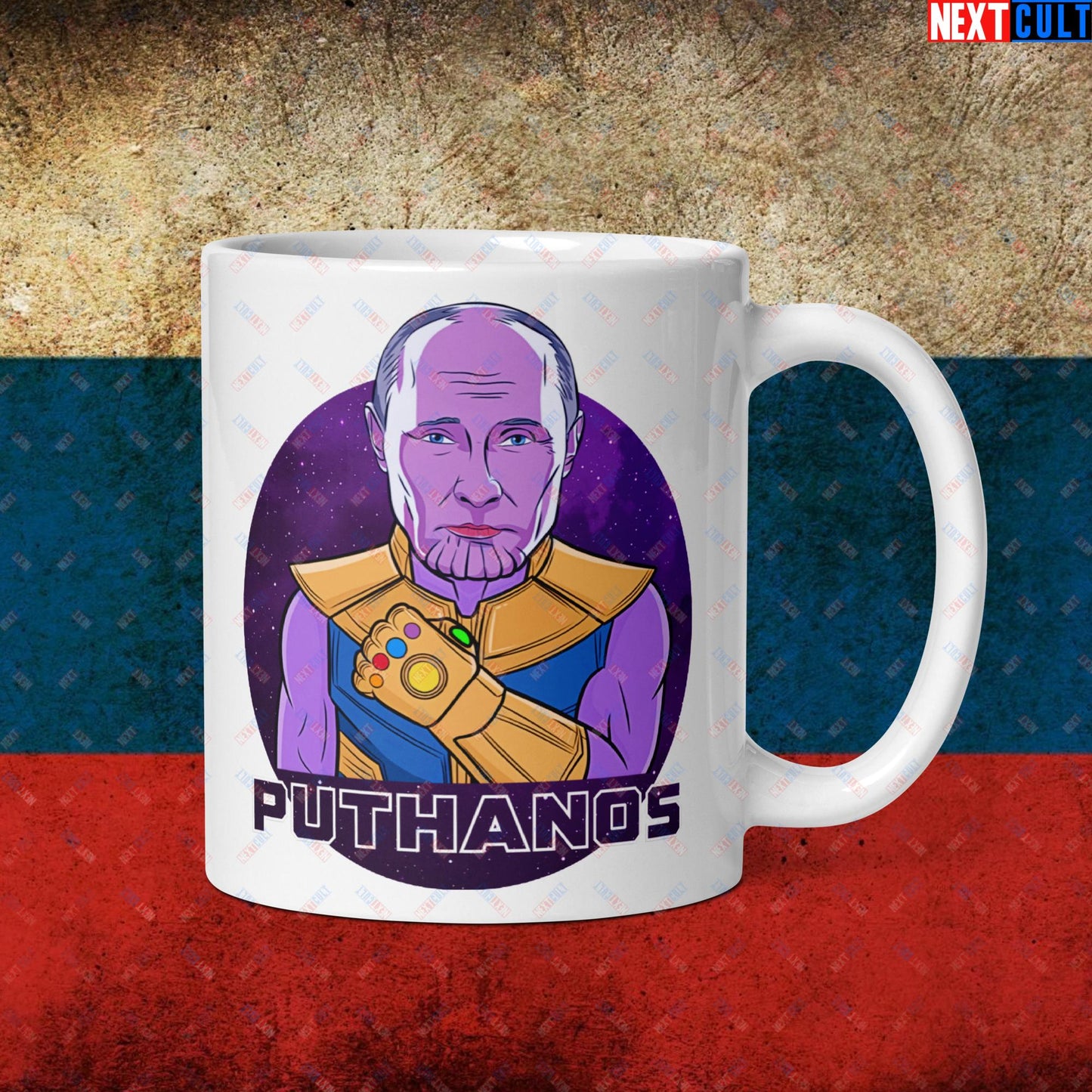 Anti Vladimir Putin Thanos White glossy mug Default Title Mugs Politics Vladimir Putin Next Cult Brand