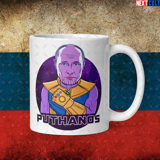 Anti Vladimir Putin Thanos White glossy mug Default Title Mugs Politics Vladimir Putin Next Cult Brand