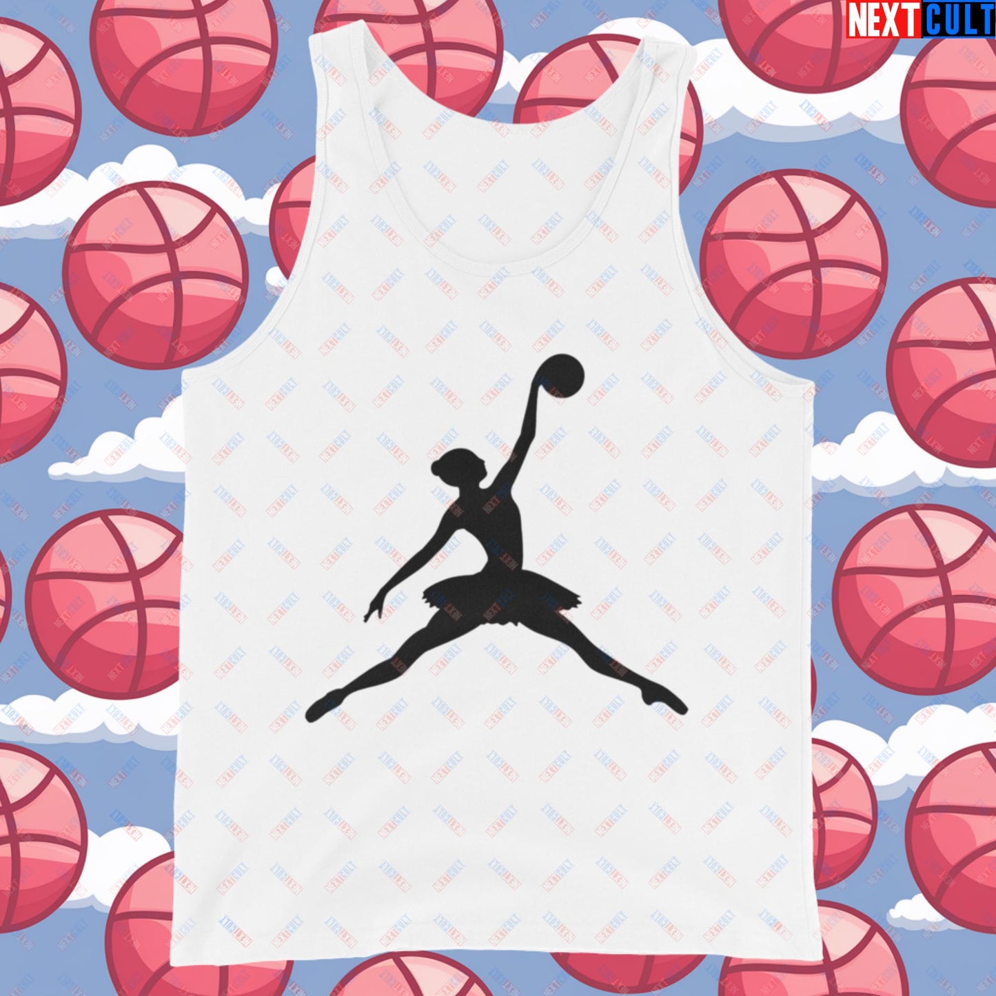 BALLERina Girl's Basketball Ballet Air Ballerina Women's Basketball Cute Tank Top White Tank Tops Basketball WNBA Next Cult Brand