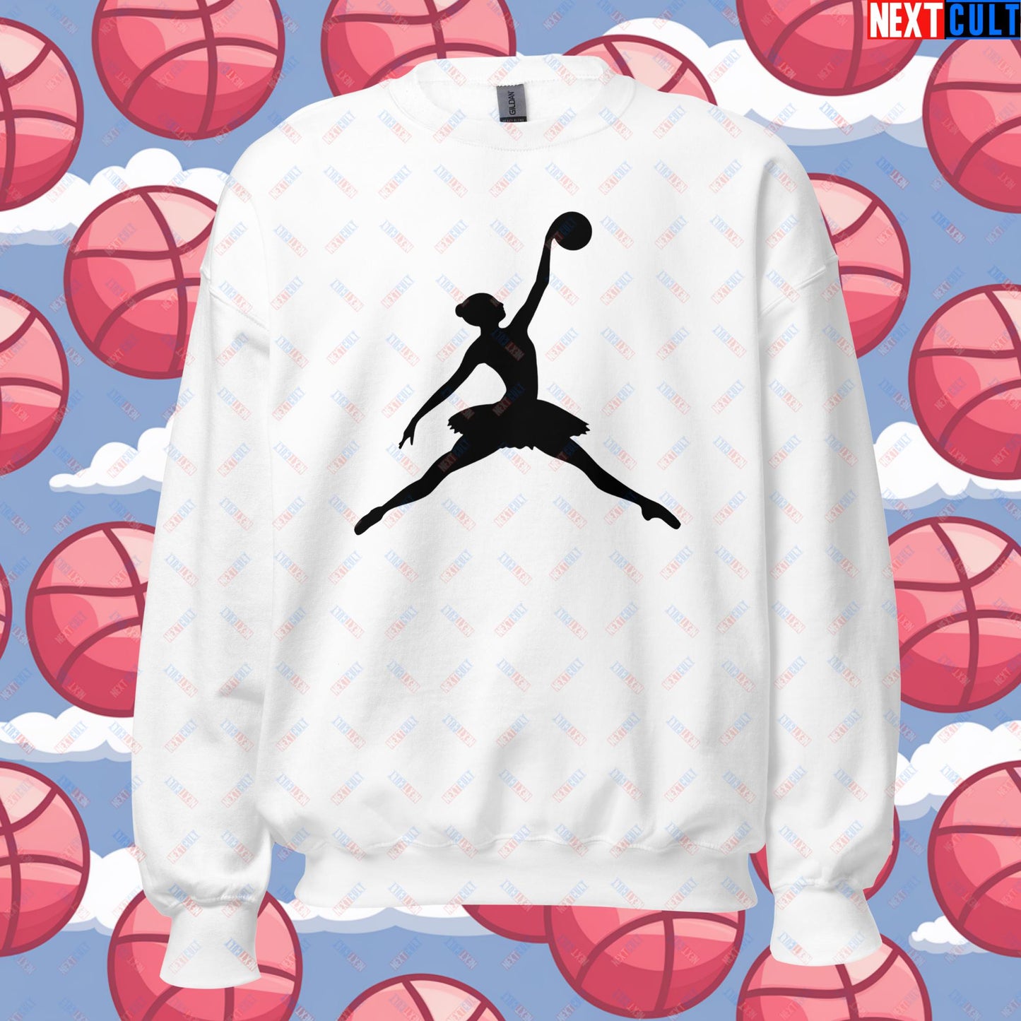 BALLERina Girl's Basketball Ballet Air Ballerina Women's Basketball Cute Unisex Sweatshirt White Sweatshirts Basketball WNBA Next Cult Brand