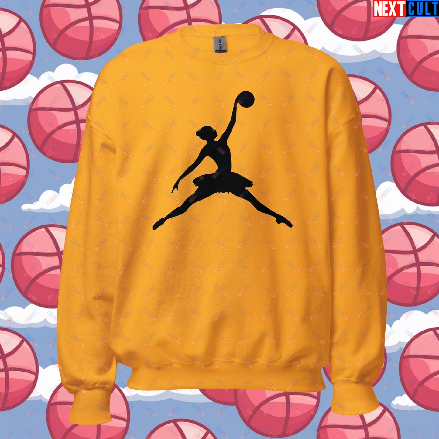 BALLERina Girl's Basketball Ballet Air Ballerina Women's Basketball Cute Unisex Sweatshirt Gold Sweatshirts Basketball WNBA Next Cult Brand