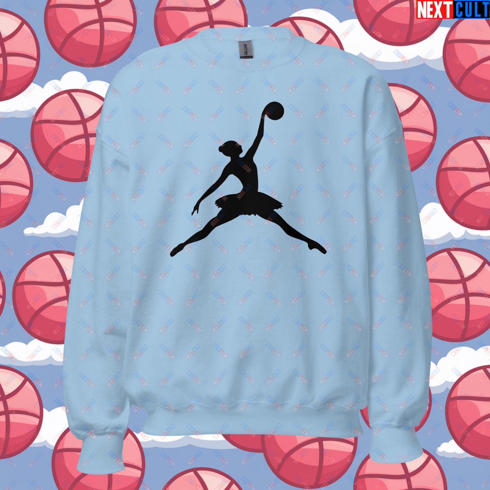 BALLERina Girl's Basketball Ballet Air Ballerina Women's Basketball Cute Unisex Sweatshirt Light Blue Sweatshirts Basketball WNBA Next Cult Brand