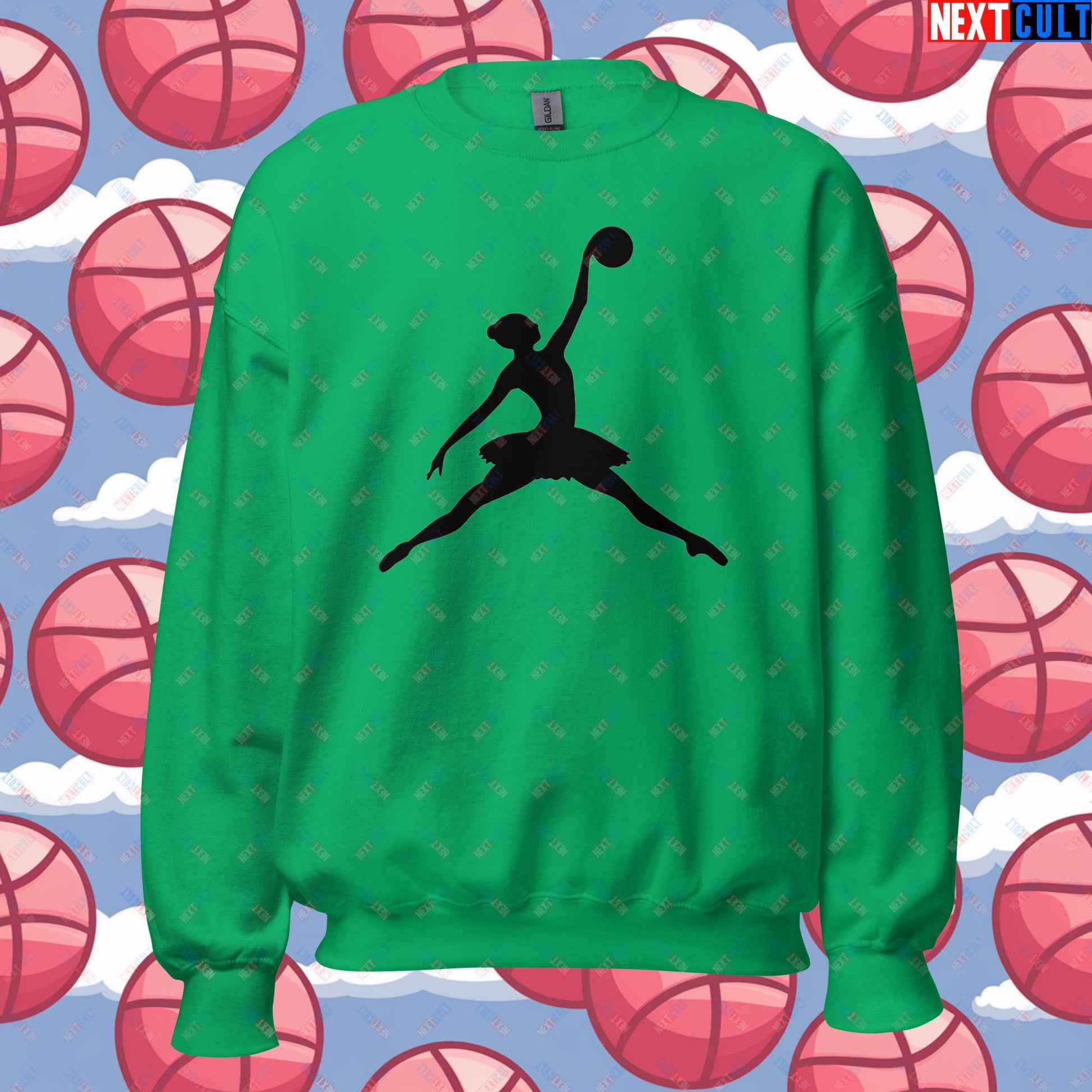 BALLERina Girl's Basketball Ballet Air Ballerina Women's Basketball Cute Unisex Sweatshirt Irish Green Sweatshirts Basketball WNBA Next Cult Brand