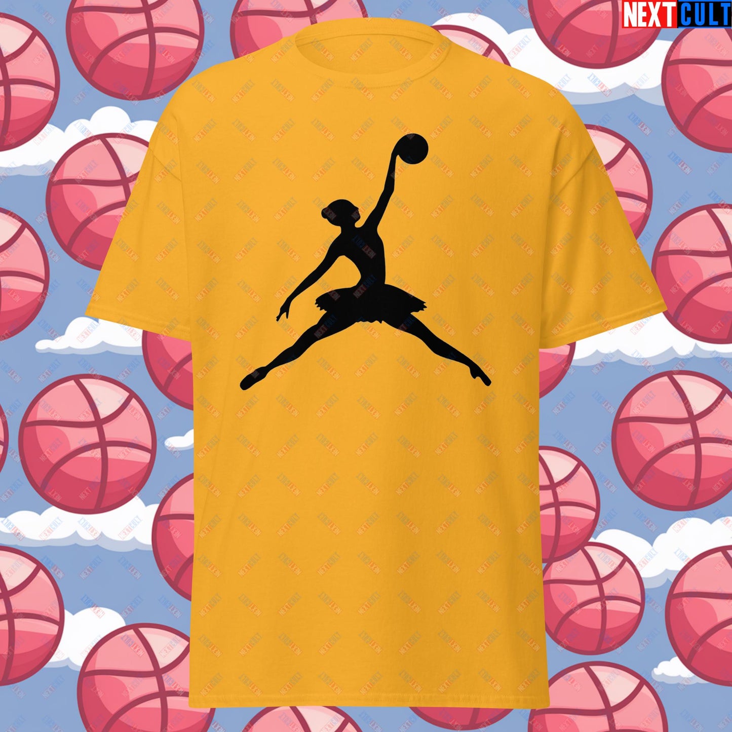 BALLERina Girl's Basketball Ballet Air Ballerina Women's Basketball Cute Unisex tee Gold T-shirts Basketball WNBA Next Cult Brand