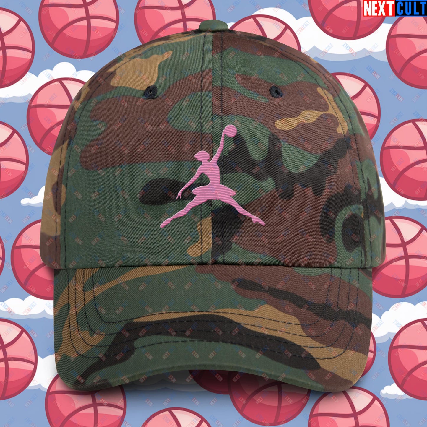 BALLERina Girl's Basketball Ballet Air Ballerina Women's Basketball Dad hat Green Camo Hats Basketball WNBA Next Cult Brand