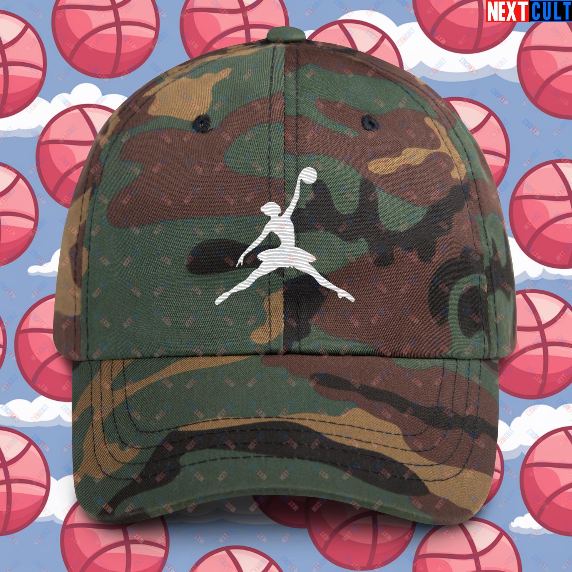 BALLERina Girl's Basketball Ballet Air Ballerina Women's Basketball Funny Dad hat Green Camo Hats Basketball WNBA Next Cult Brand