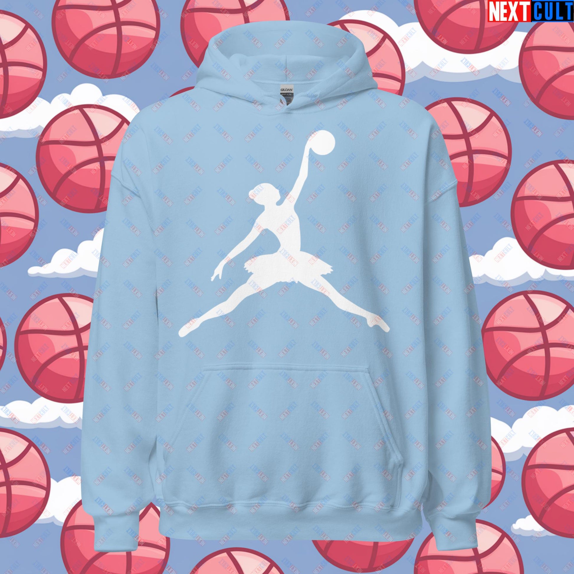 BALLERina Girl's Basketball Ballet Air Ballerina Women's Basketball Funny Unisex Hoodie Light Blue Hoodies Basketball WNBA Next Cult Brand