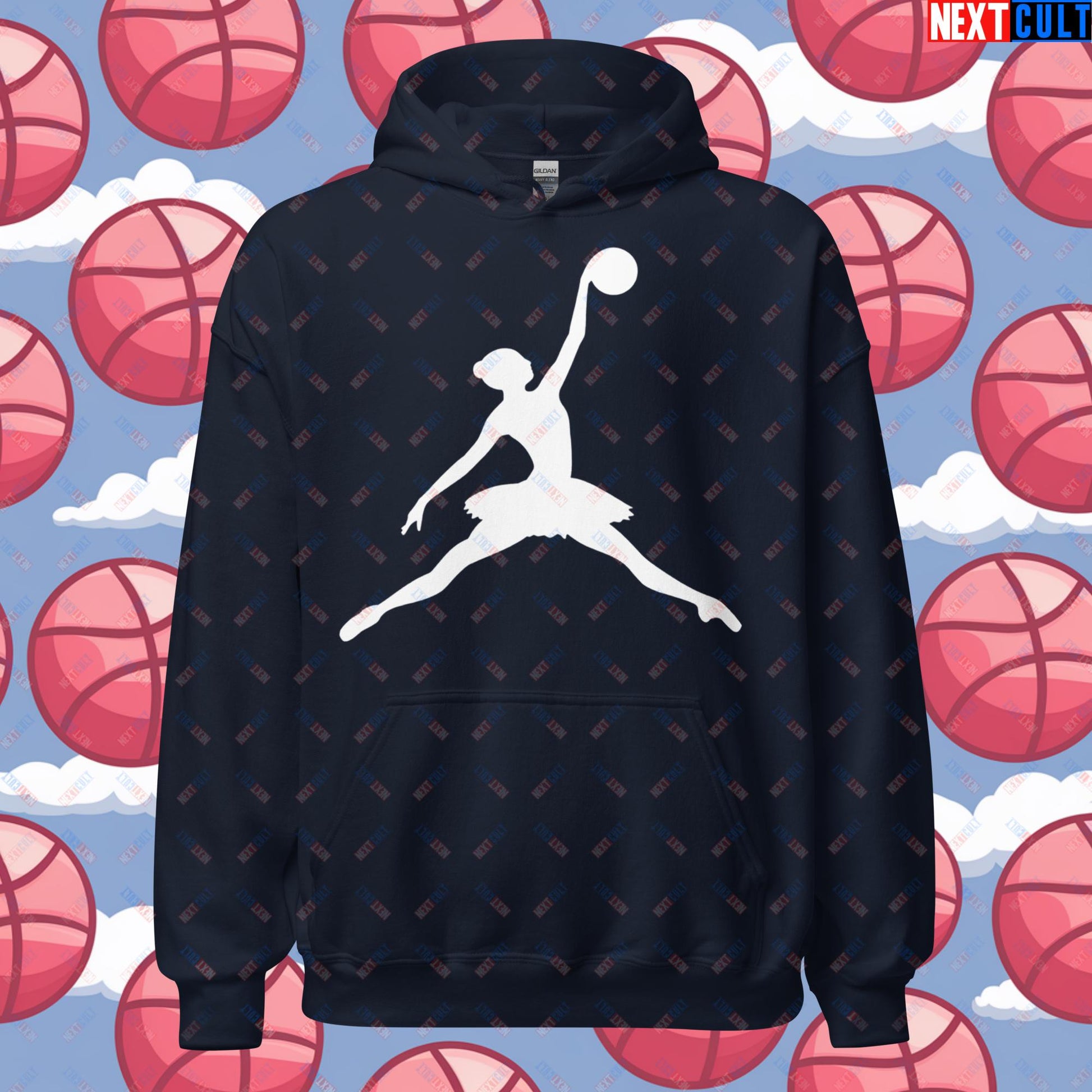 BALLERina Girl's Basketball Ballet Air Ballerina Women's Basketball Funny Unisex Hoodie Navy Hoodies Basketball WNBA Next Cult Brand