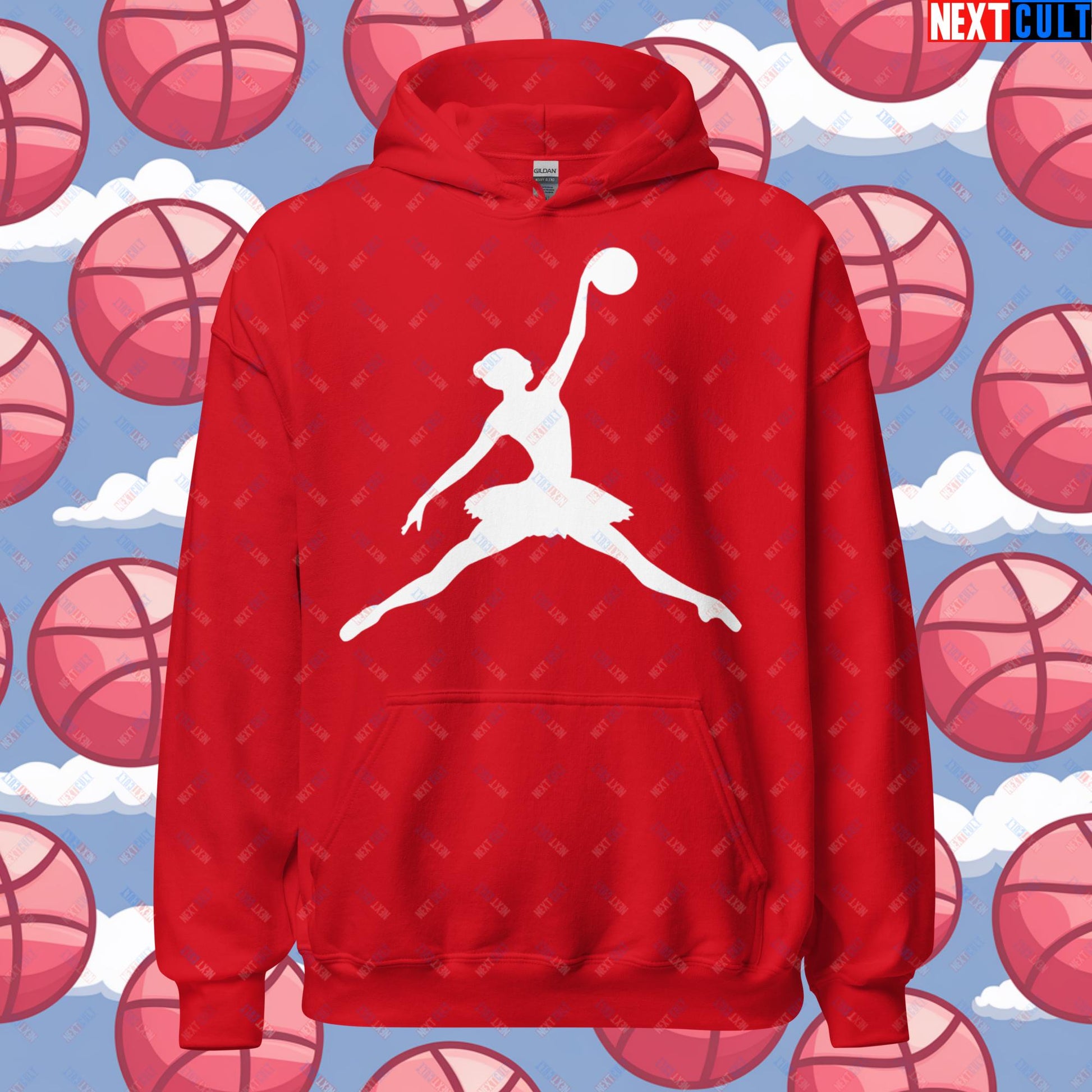 BALLERina Girl's Basketball Ballet Air Ballerina Women's Basketball Funny Unisex Hoodie Red Hoodies Basketball WNBA Next Cult Brand