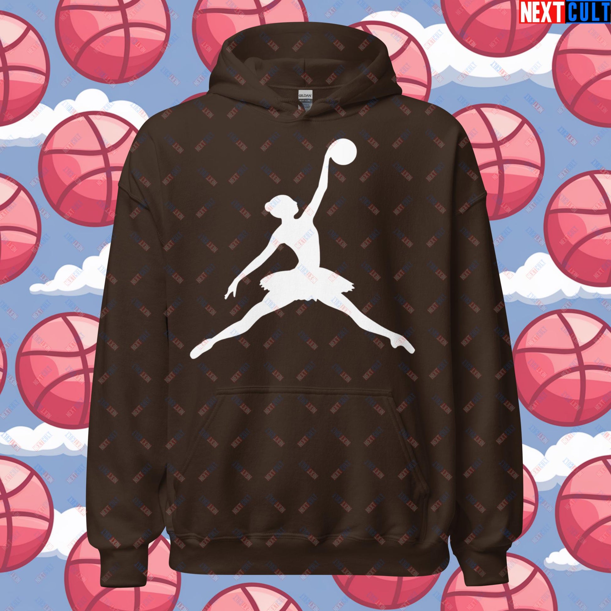 BALLERina Girl's Basketball Ballet Air Ballerina Women's Basketball Funny Unisex Hoodie Dark Chocolate Hoodies Basketball WNBA Next Cult Brand