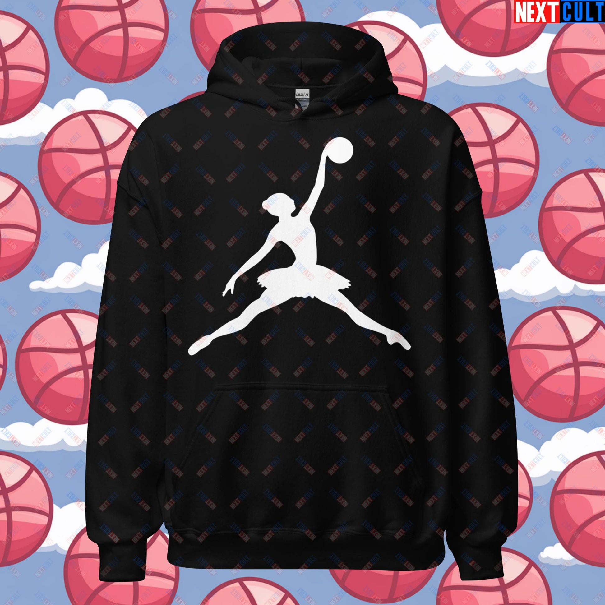 BALLERina Girl's Basketball Ballet Air Ballerina Women's Basketball Funny Unisex Hoodie Black Hoodies Basketball WNBA Next Cult Brand