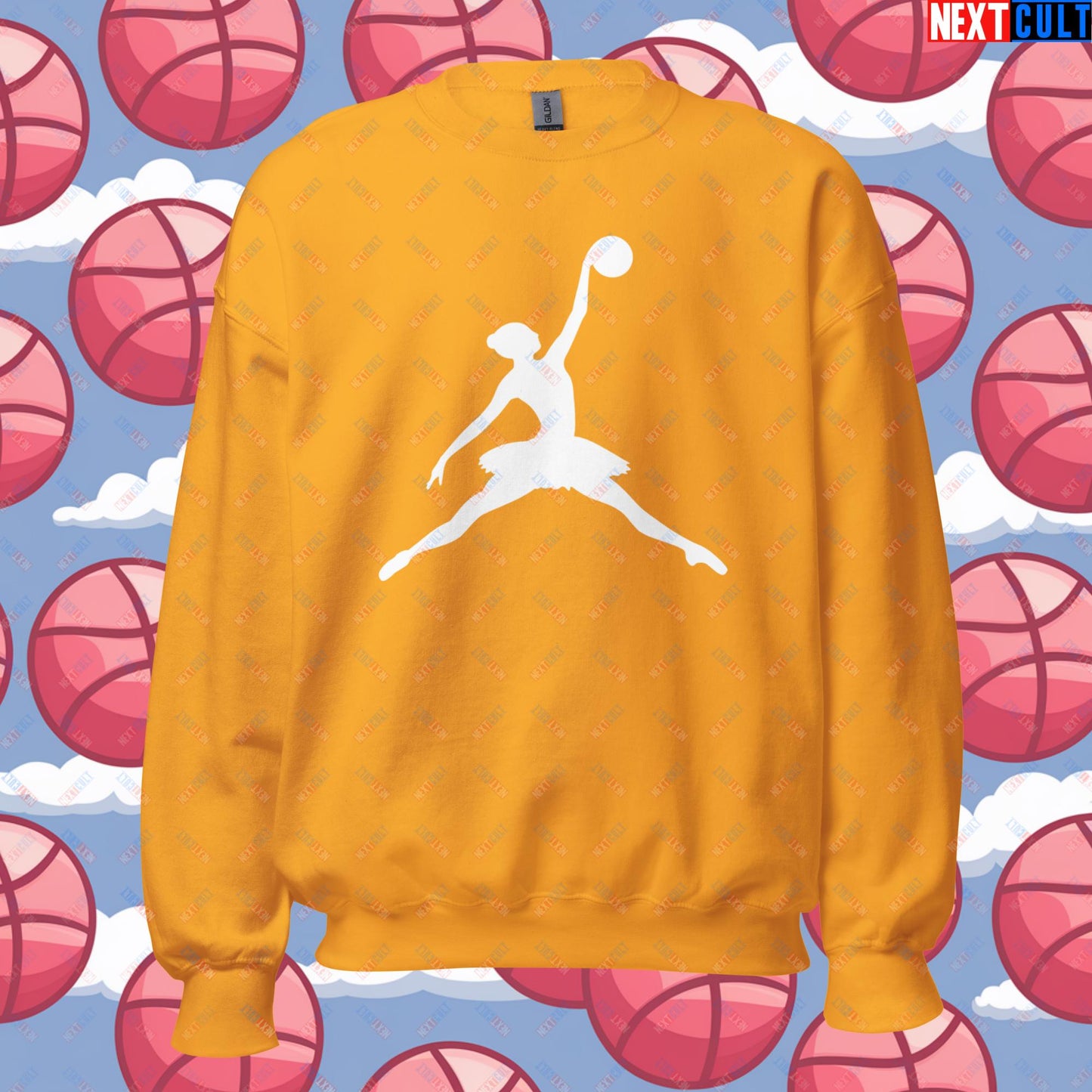 BALLERina Girl's Basketball Ballet Air Ballerina Women's Basketball Funny Unisex Sweatshirt Gold Sweatshirts Basketball WNBA Next Cult Brand