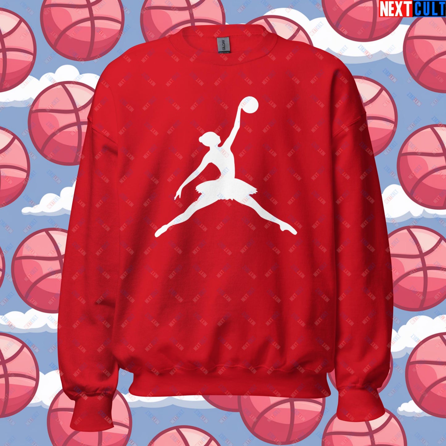 BALLERina Girl's Basketball Ballet Air Ballerina Women's Basketball Funny Unisex Sweatshirt Red Sweatshirts Basketball WNBA Next Cult Brand