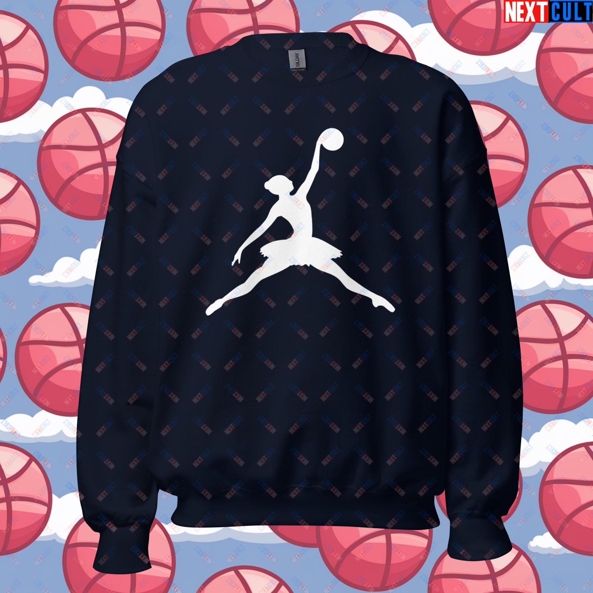 BALLERina Girl's Basketball Ballet Air Ballerina Women's Basketball Funny Unisex Sweatshirt Navy Sweatshirts Basketball WNBA Next Cult Brand