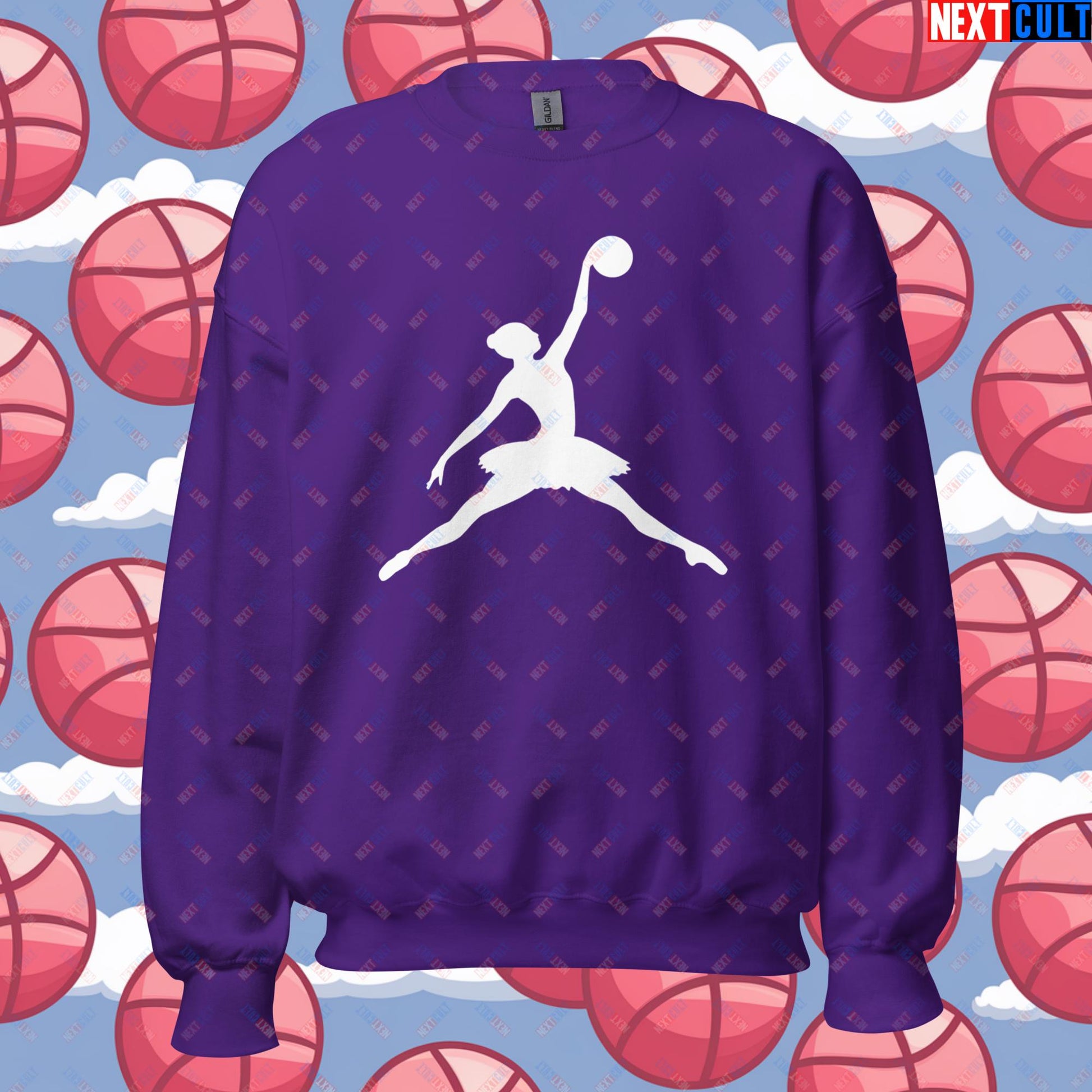 BALLERina Girl's Basketball Ballet Air Ballerina Women's Basketball Funny Unisex Sweatshirt Purple Sweatshirts Basketball WNBA Next Cult Brand