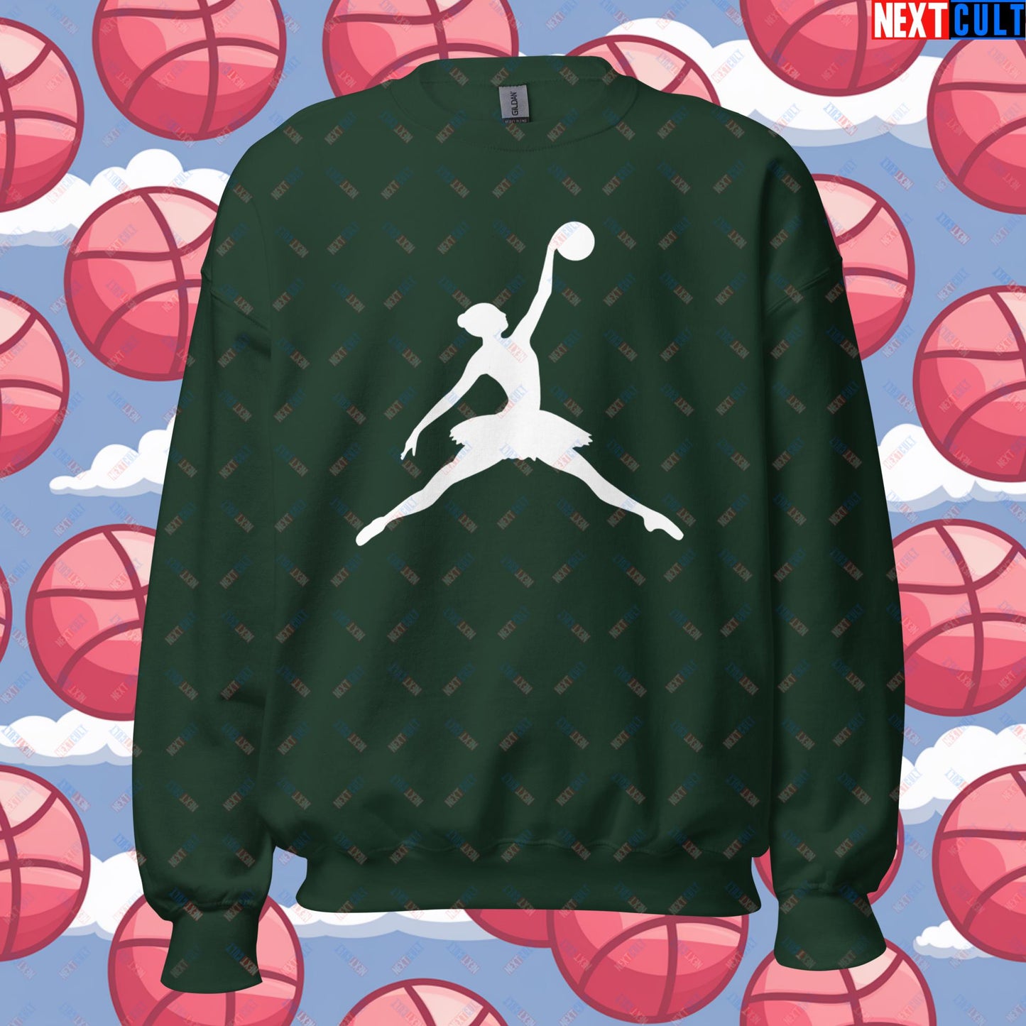 BALLERina Girl's Basketball Ballet Air Ballerina Women's Basketball Funny Unisex Sweatshirt Forest Green Sweatshirts Basketball WNBA Next Cult Brand