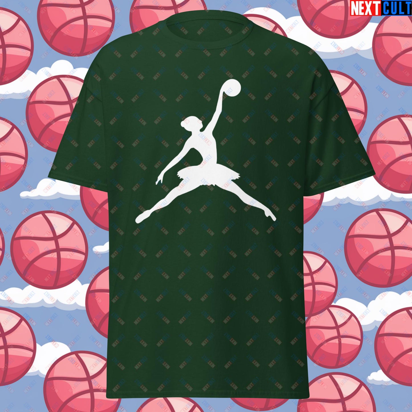 BALLERina Girl's Basketball Ballet Air Ballerina Women's Basketball Funny Unisex tee Forest Green T-shirts Basketball WNBA Next Cult Brand