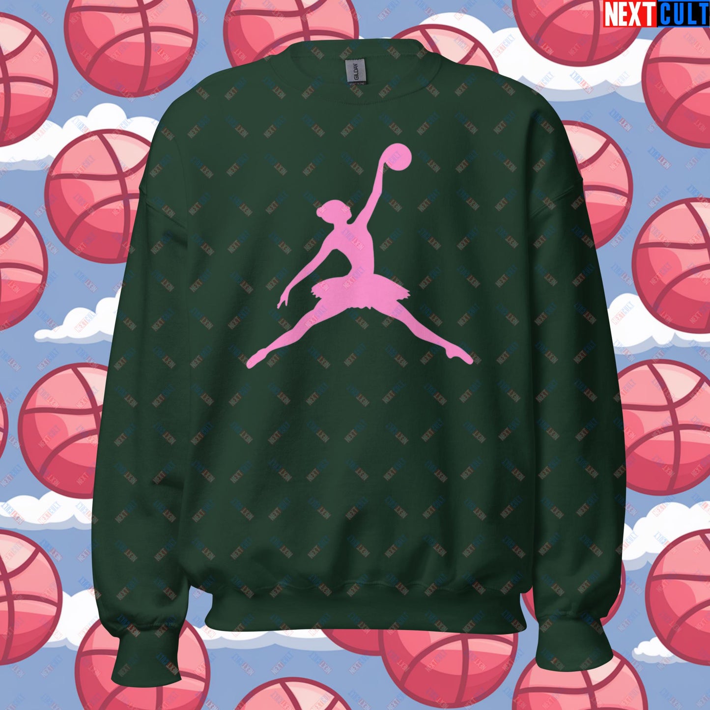 BALLERina Girl's Basketball Ballet Air Ballerina Women's Basketball Unisex Sweatshirt Forest Green Sweatshirts Basketball WNBA Next Cult Brand