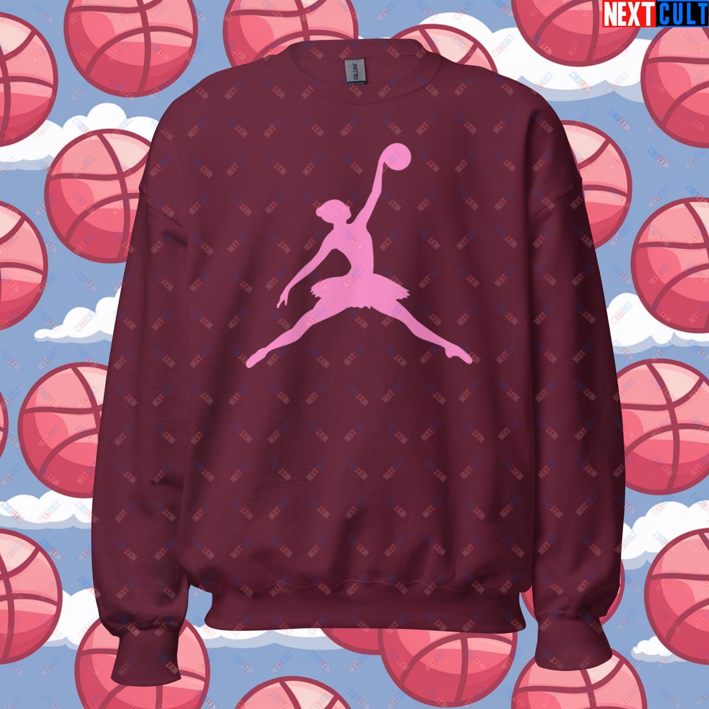 BALLERina Girl's Basketball Ballet Air Ballerina Women's Basketball Unisex Sweatshirt Maroon Sweatshirts Basketball WNBA Next Cult Brand