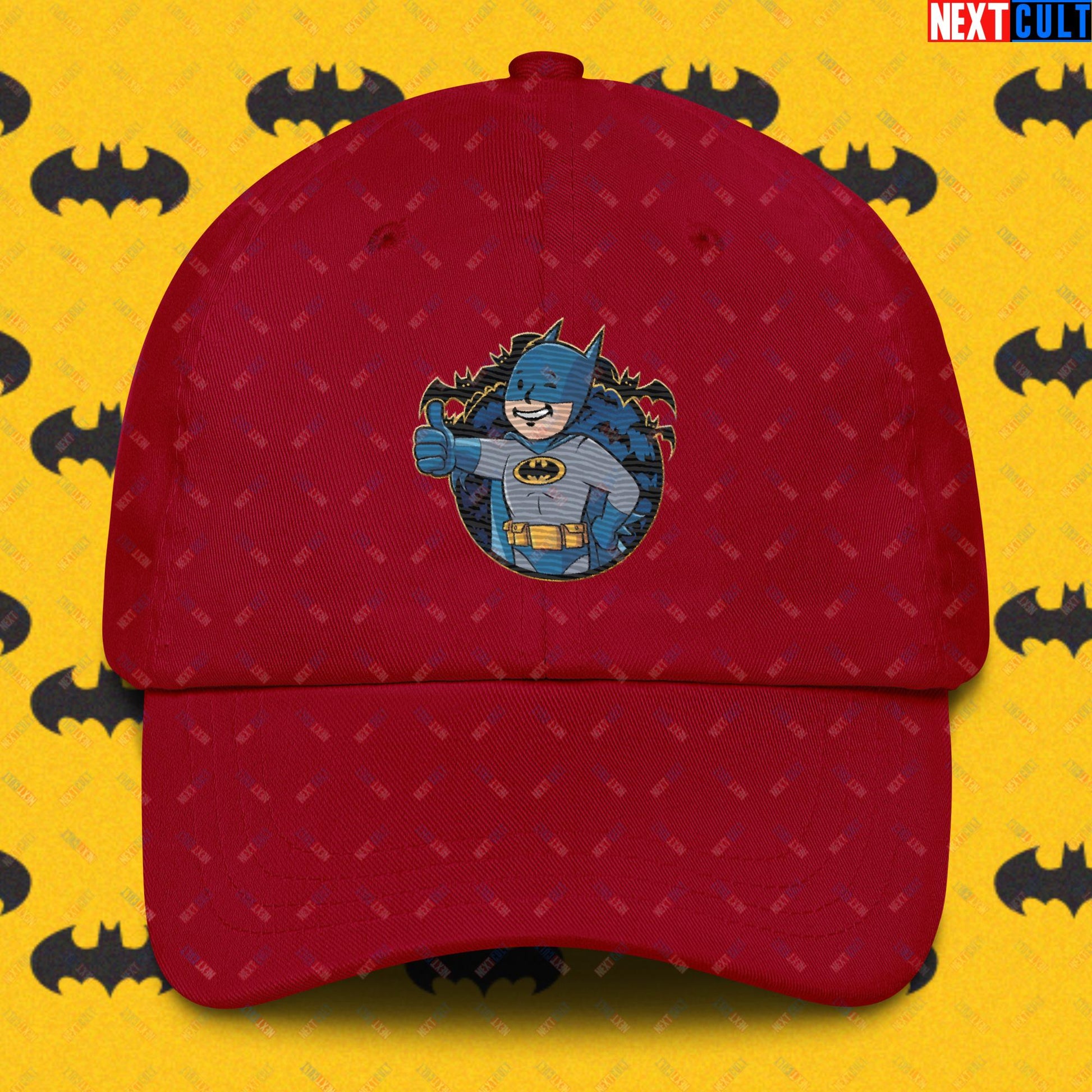 Bat Boy Batman Vault Boy Fallout Funny Cartoon Mashup Dad hat Cranberry Hats Batman Christian Bale Movies Superheroes Next Cult Brand