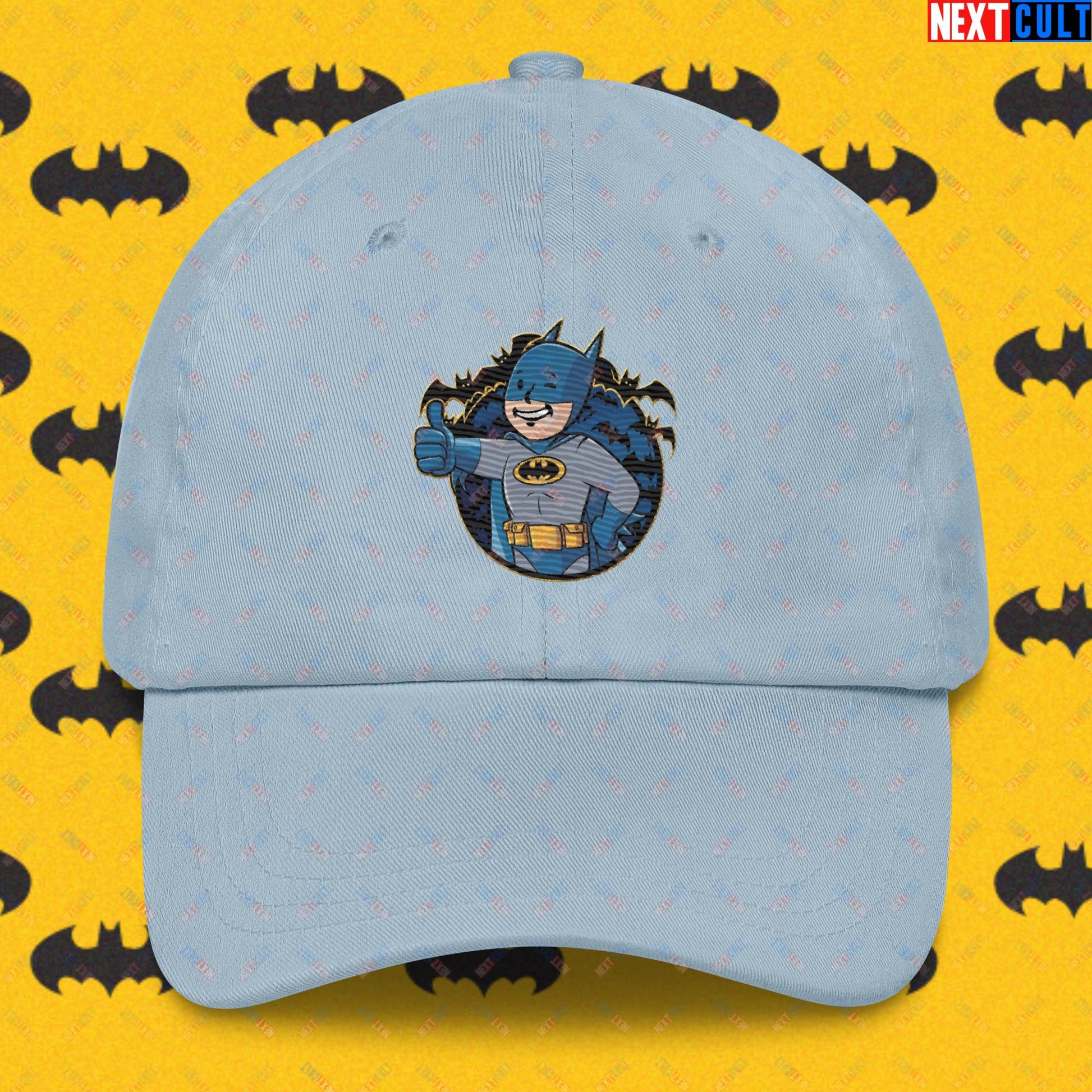 Bat Boy Batman Vault Boy Fallout Funny Cartoon Mashup Dad hat Light Blue Hats Batman Christian Bale Movies Superheroes Next Cult Brand