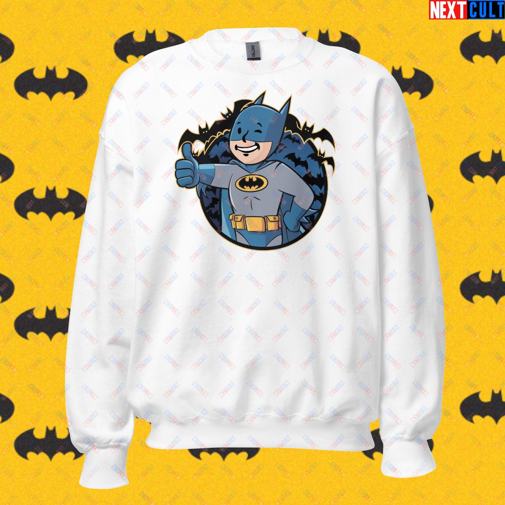 Bat Boy Batman Vault Boy Fallout Funny Cartoon Mashup Unisex Sweatshirt Next Cult Brand