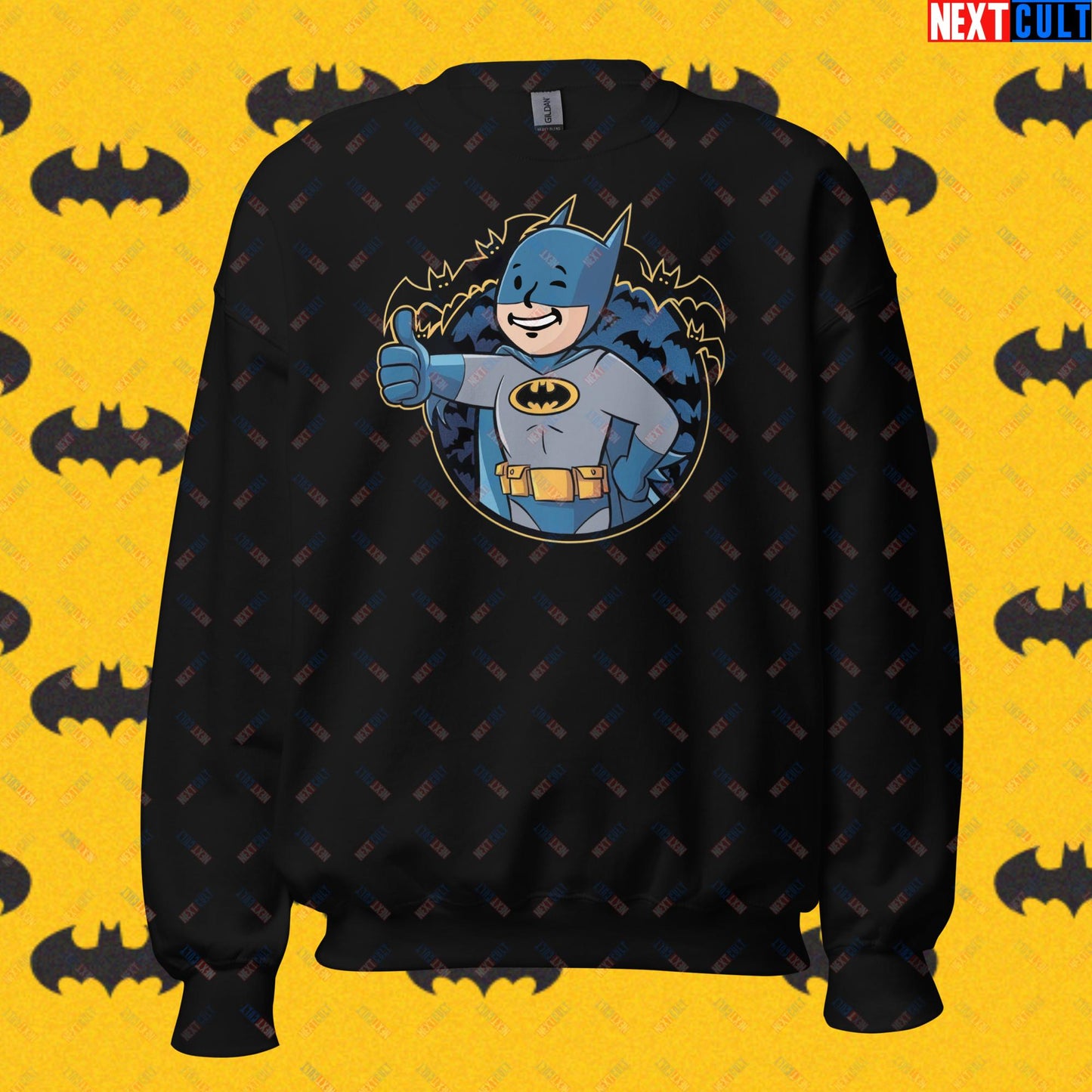 Bat Boy Batman Vault Boy Fallout Funny Cartoon Mashup Unisex Sweatshirt Black Sweatshirts Batman Christian Bale Fallout Movies Superheroes Vault Boy Next Cult Brand