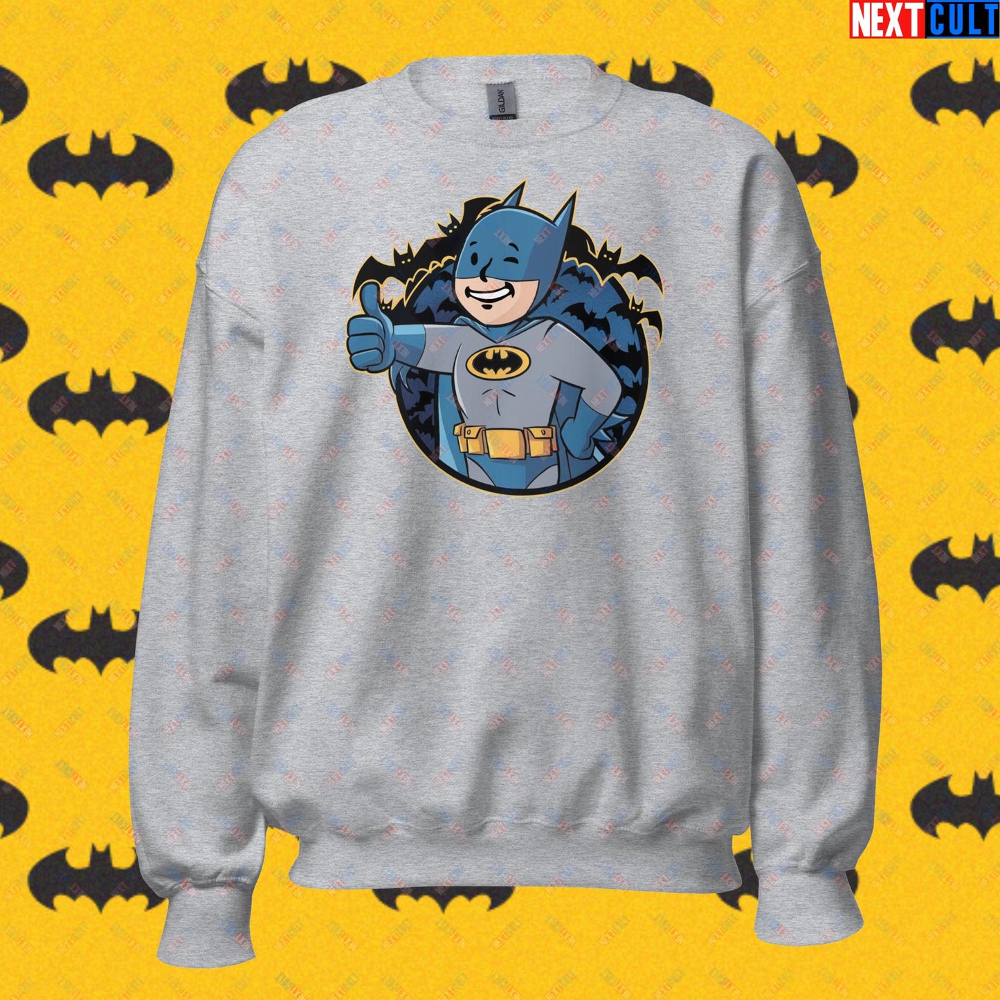 Bat Boy Batman Vault Boy Fallout Funny Cartoon Mashup Unisex Sweatshirt Next Cult Brand