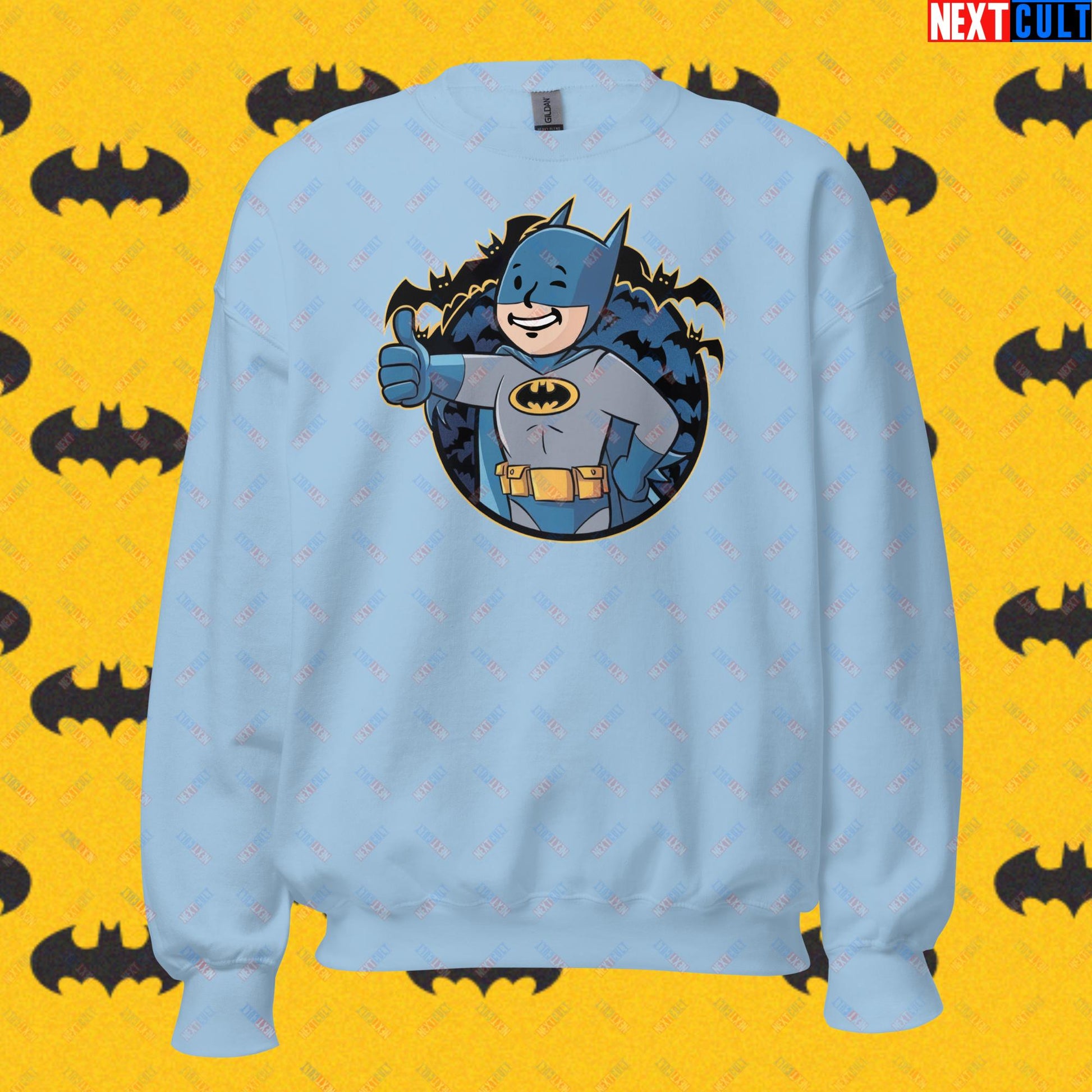 Bat Boy Batman Vault Boy Fallout Funny Cartoon Mashup Unisex Sweatshirt Next Cult Brand