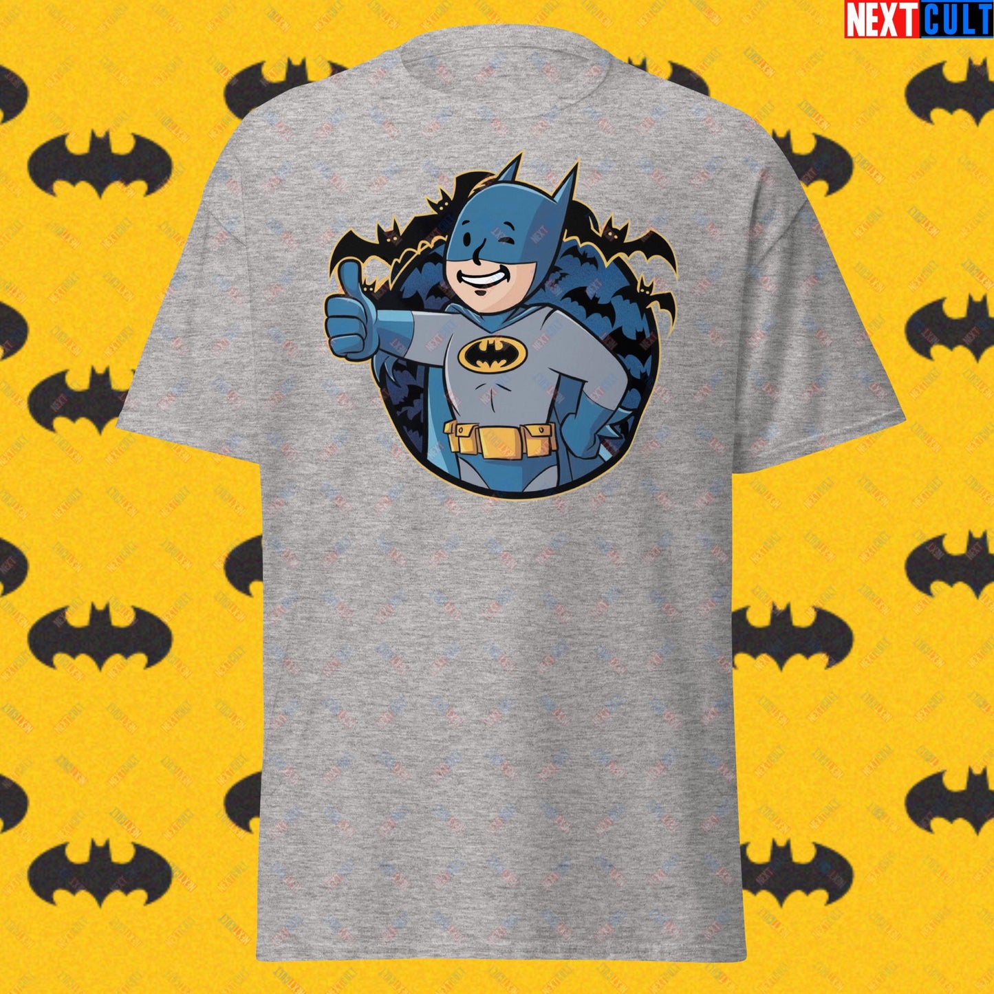 Bat Boy Batman Vault Boy Fallout Funny Cartoon Mashup Unisex tee Sport Grey T-shirts Batman Christian Bale Fallout Movies Superheroes Vault Boy Next Cult Brand