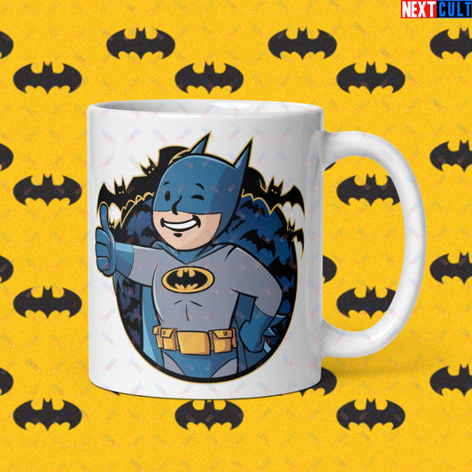 Bat Boy Batman Vault Boy Fallout Funny Cartoon Mashup White glossy mug Next Cult Brand