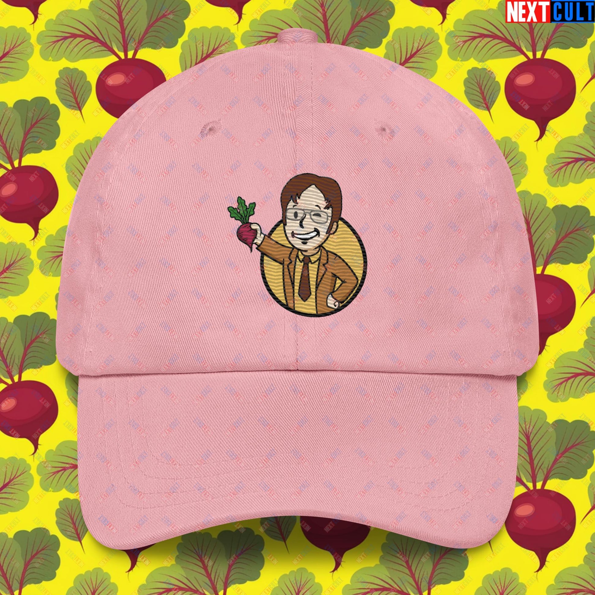 Beets Boy Dwight Schrute The Office Vault Boy Fallout Funny Meme Cartoon Mashup Dad hat Next Cult Brand