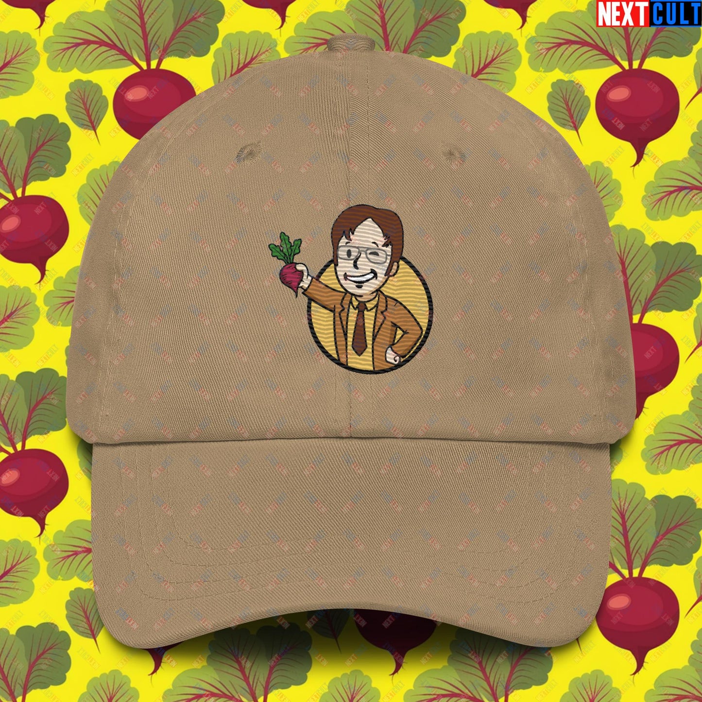 Beets Boy Dwight Schrute The Office Vault Boy Fallout Funny Meme Cartoon Mashup Dad hat Next Cult Brand