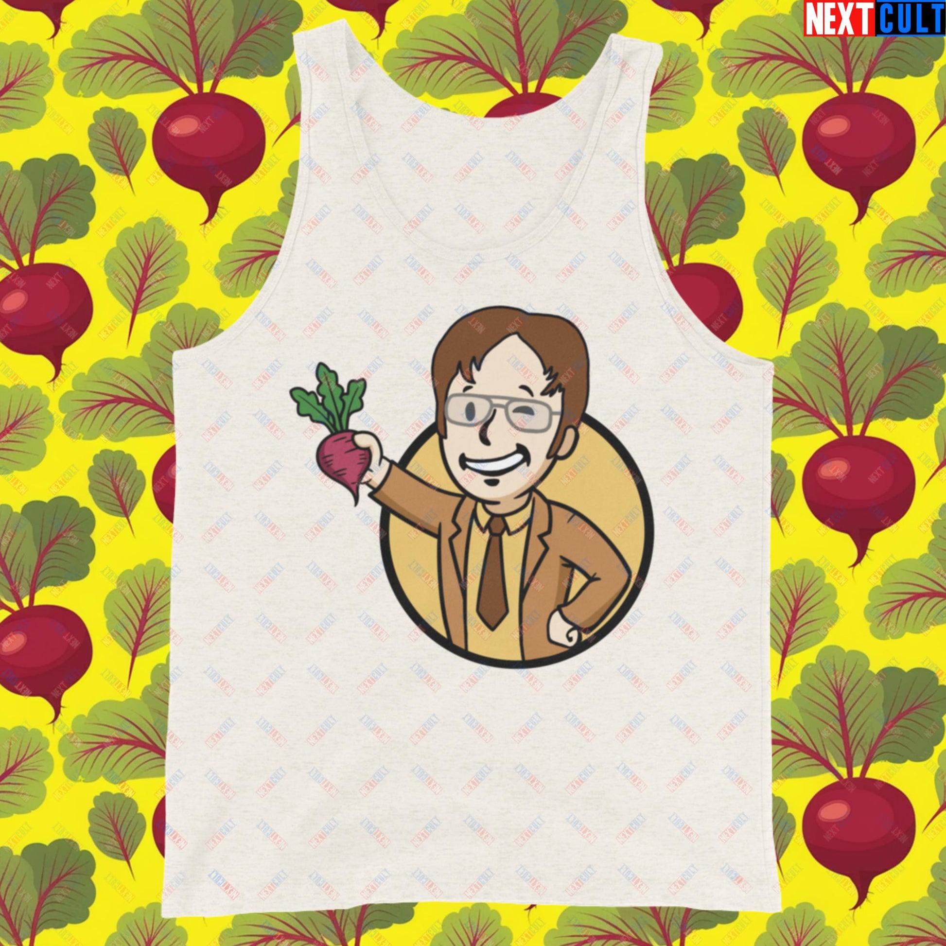 Beets Boy Dwight Schrute The Office Vault Boy Fallout Funny Meme Cartoon Mashup Tank Top Next Cult Brand