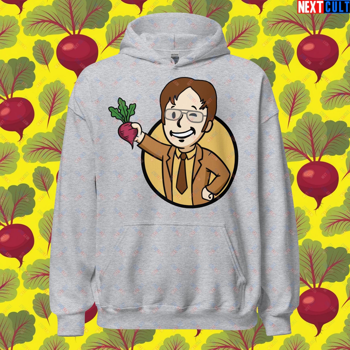 Beets Boy Dwight Schrute The Office Vault Boy Fallout Funny Meme Cartoon Mashup Unisex Hoodie Next Cult Brand