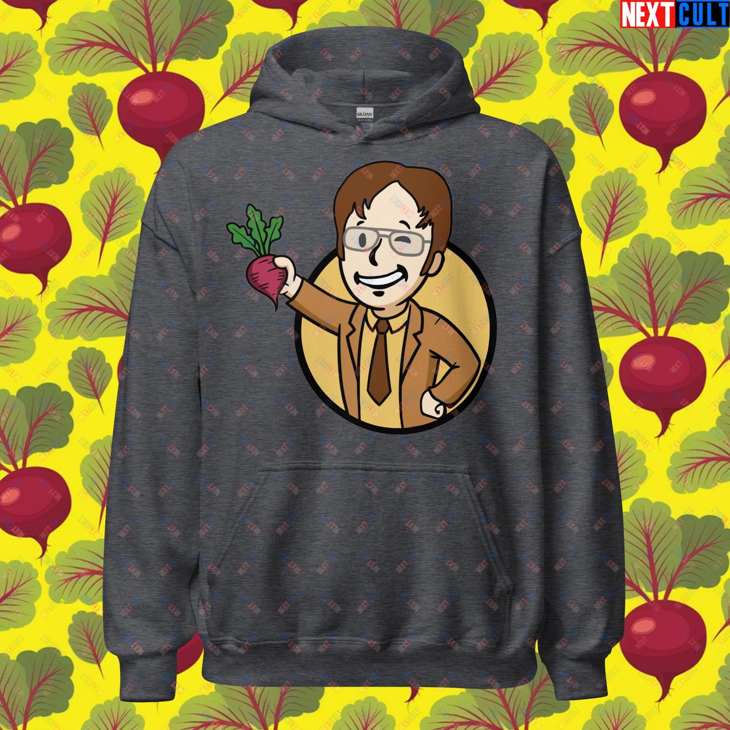 Beets Boy Dwight Schrute The Office Vault Boy Fallout Funny Meme Cartoon Mashup Unisex Hoodie Next Cult Brand