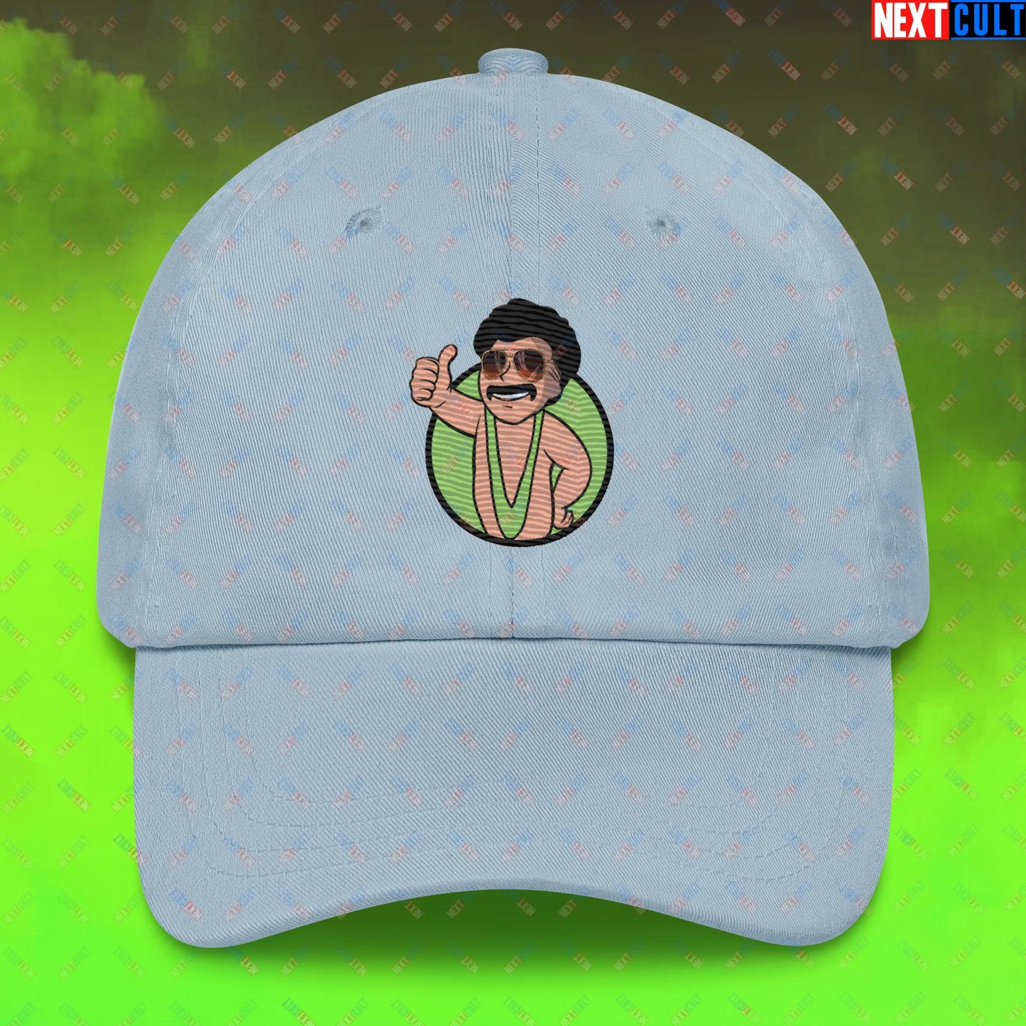 Bikini Boy Borat Vault Boy Fallout Funny Meme Cartoon Mashup Dad hat Next Cult Brand