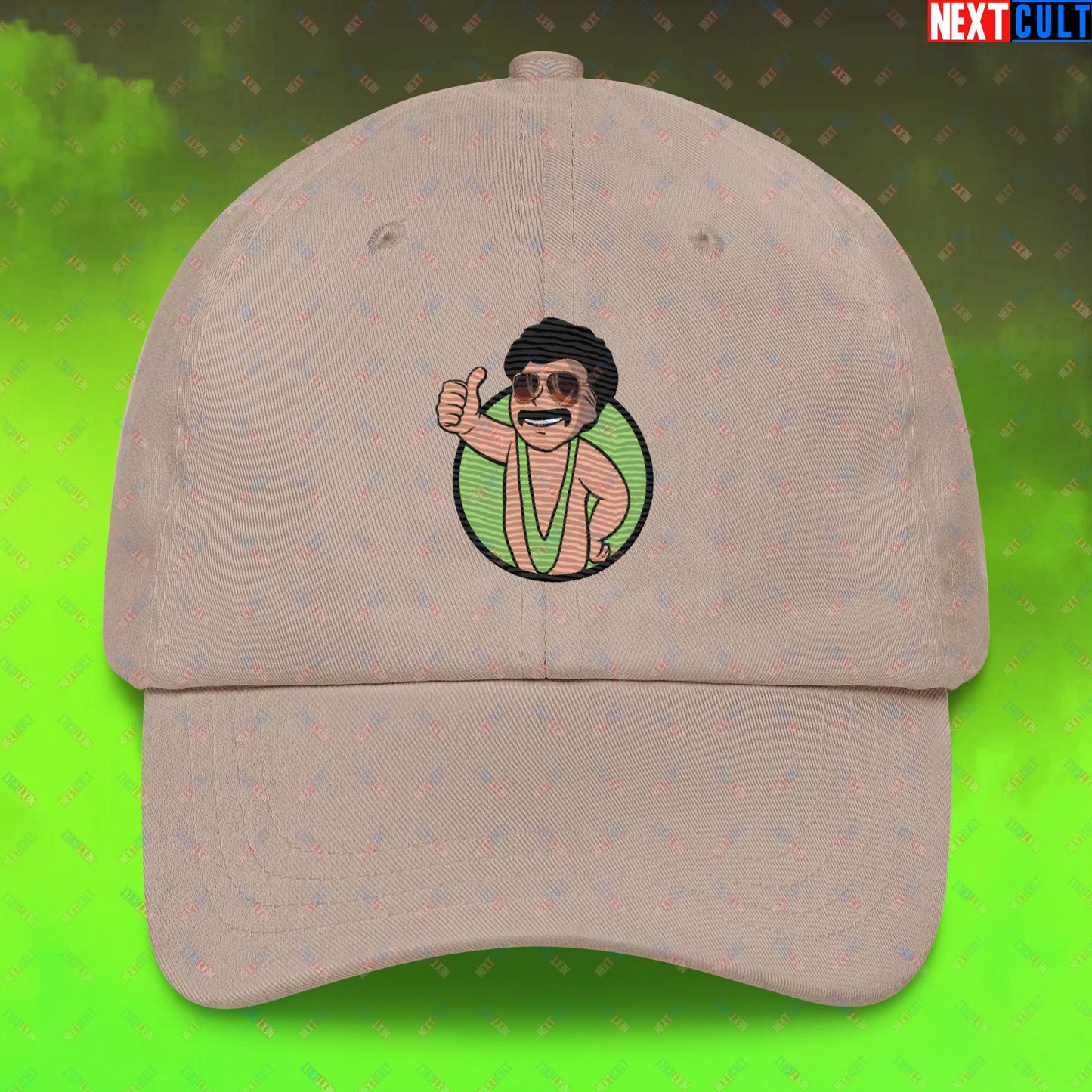 Bikini Boy Borat Vault Boy Fallout Funny Meme Cartoon Mashup Dad hat Stone Hats Borat Fallout Movies Vault Boy Next Cult Brand