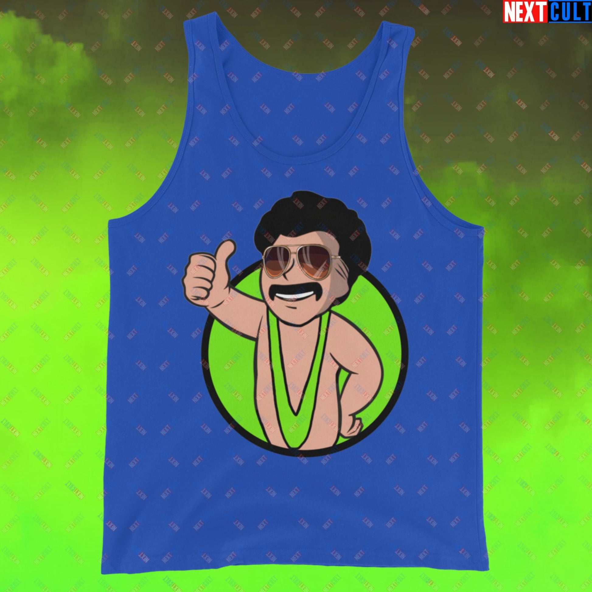 Bikini Boy Borat Vault Boy Fallout Funny Meme Cartoon Mashup Tank Top True Royal Tank Tops Borat Fallout Movies Vault Boy Next Cult Brand