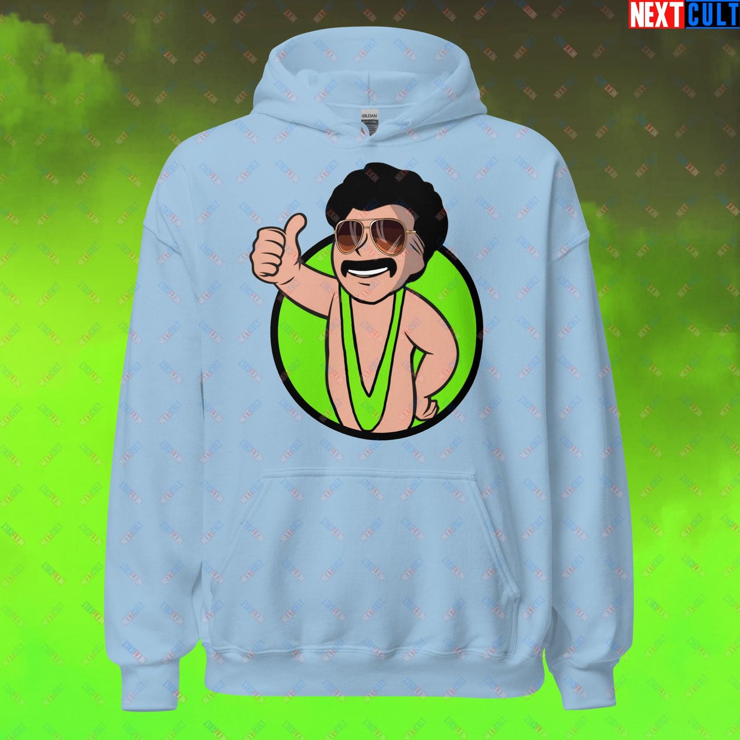 Bikini Boy Borat Vault Boy Fallout Funny Meme Cartoon Mashup Unisex Hoodie Next Cult Brand