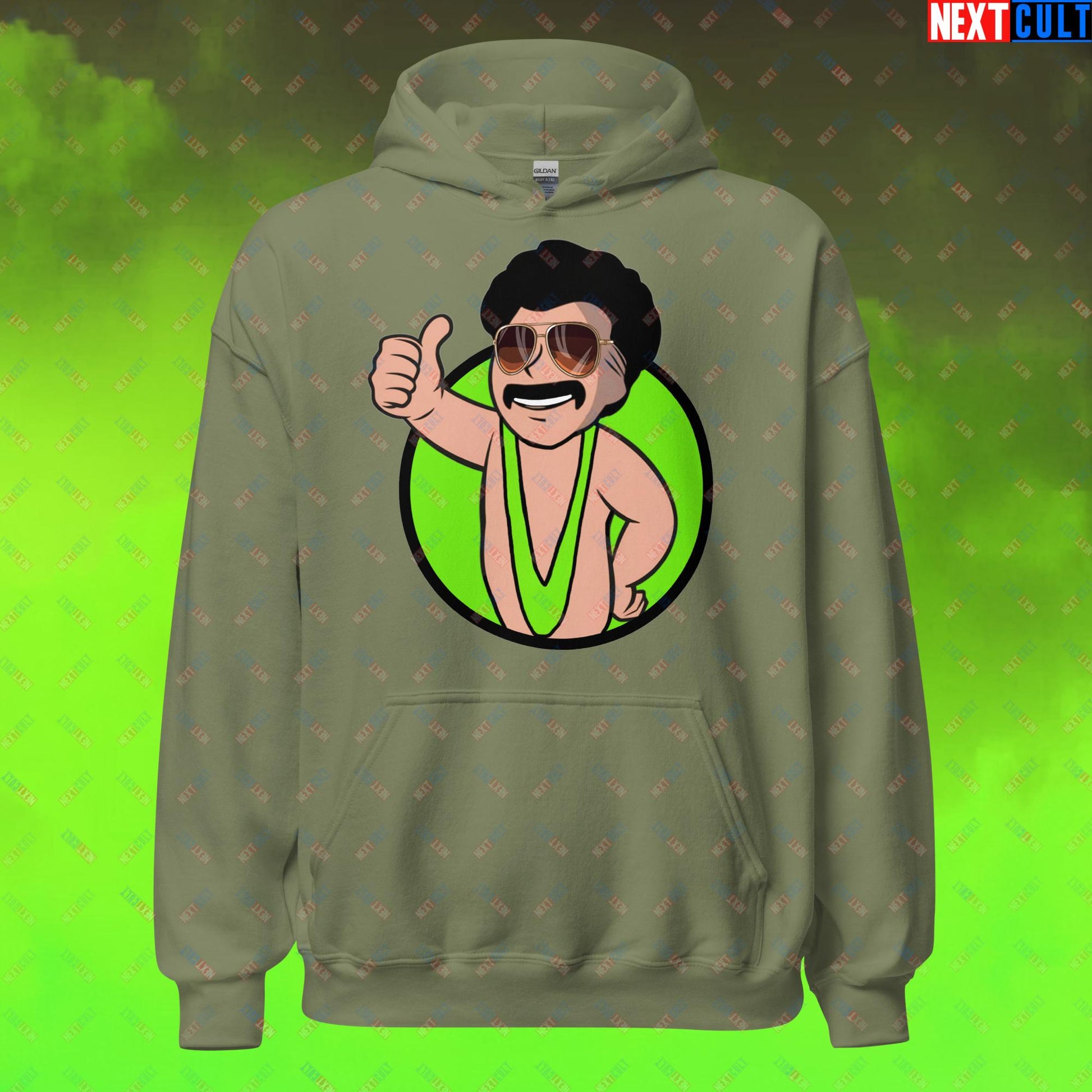 Bikini Boy Borat Vault Boy Fallout Funny Meme Cartoon Mashup Unisex Hoodie Next Cult Brand