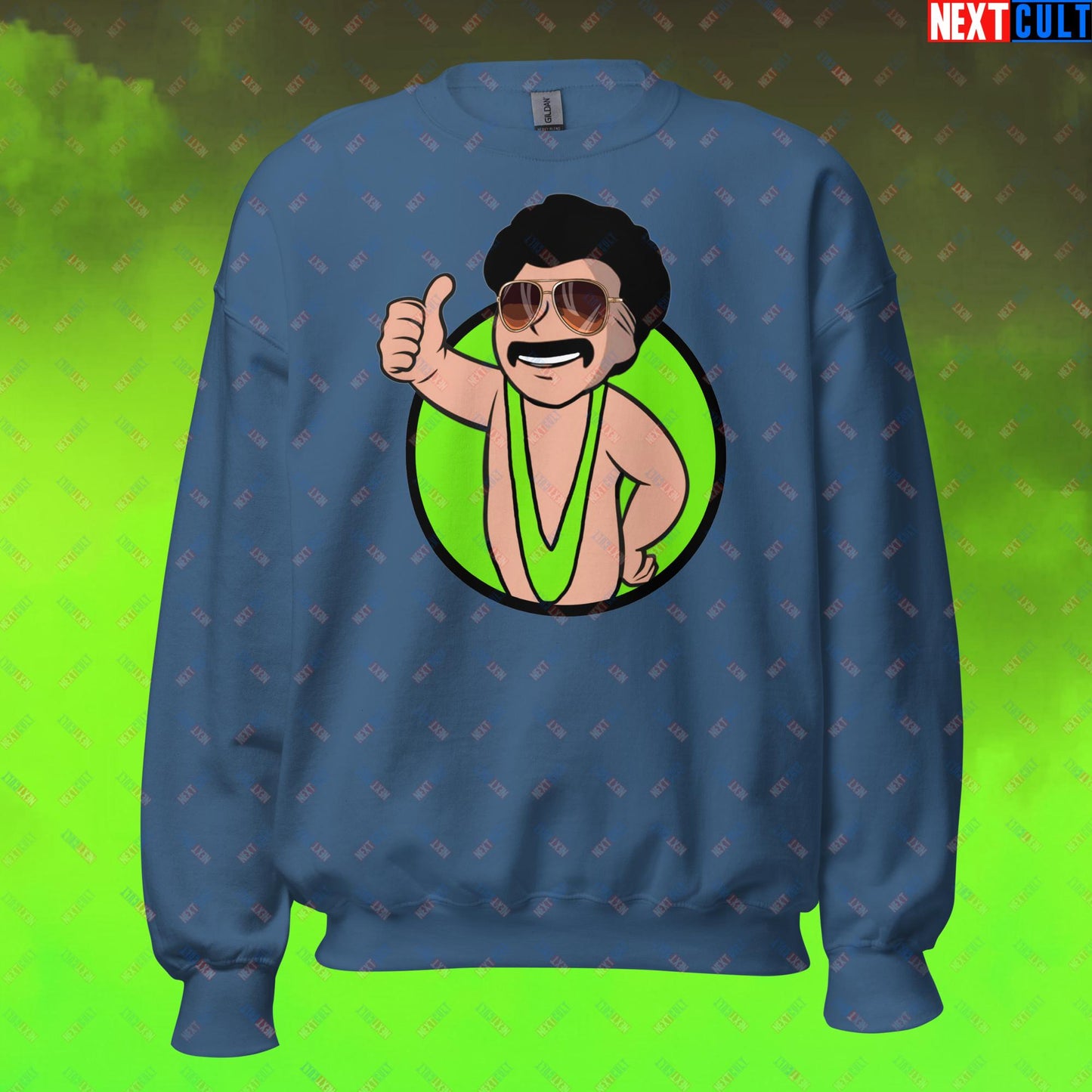 Bikini Boy Borat Vault Boy Fallout Funny Meme Cartoon Mashup Unisex Sweatshirt Next Cult Brand