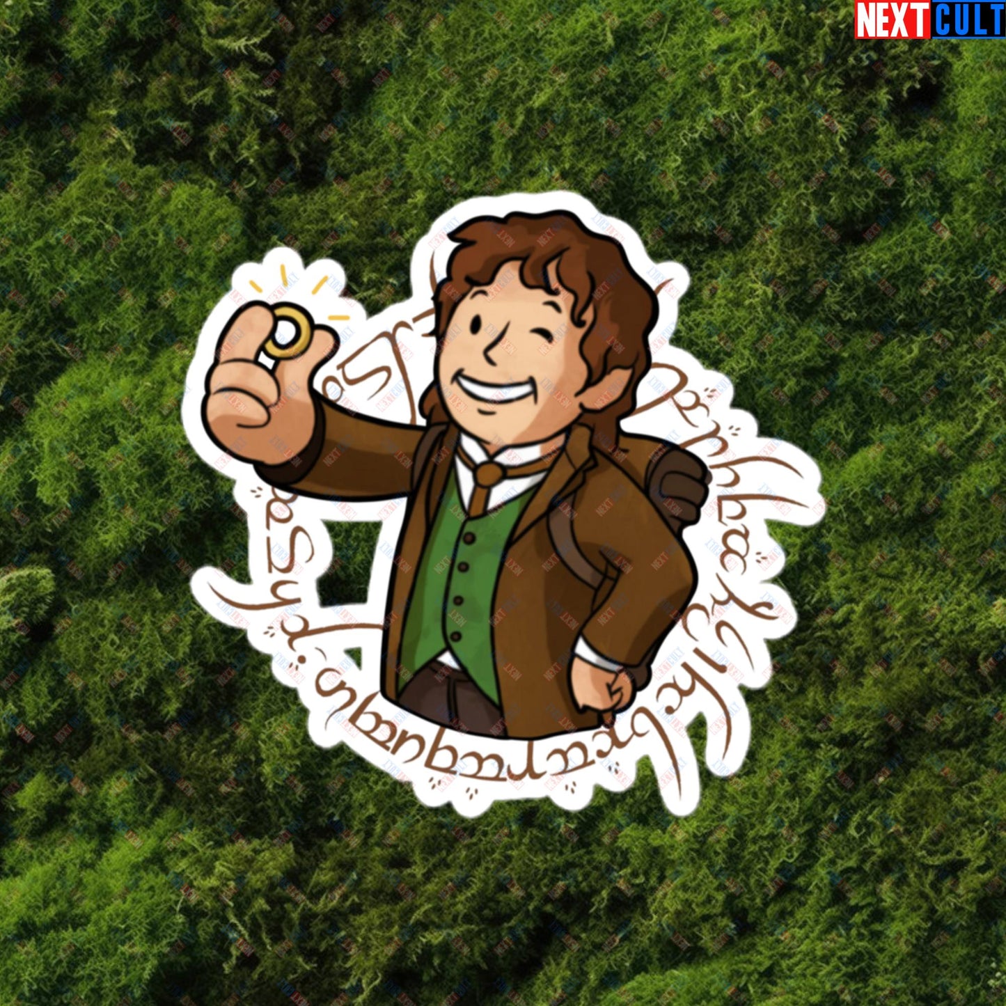 Bilboy Bilbo Baggins Lord of the Rings Vault Boy Fallout Funny Cartoon Mashup Bubble-free stickers Next Cult Brand