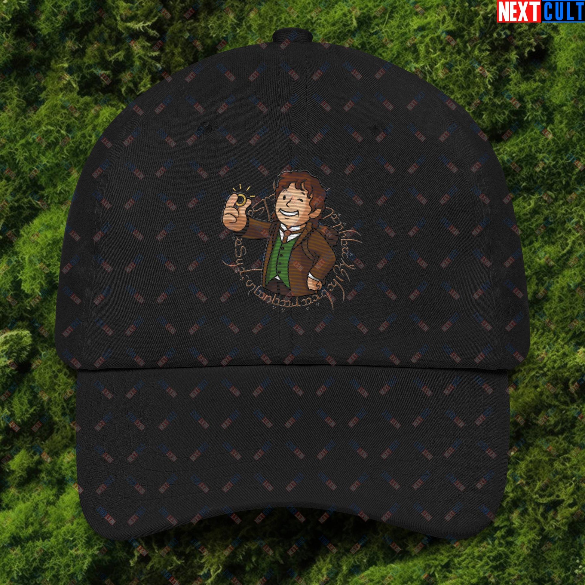 Bilboy Bilbo Baggins Lord of the Rings Vault Boy Fallout Funny Cartoon Mashup Dad hat Black Hats Fallout Lord of the Rings Movies Vault Boy Next Cult Brand