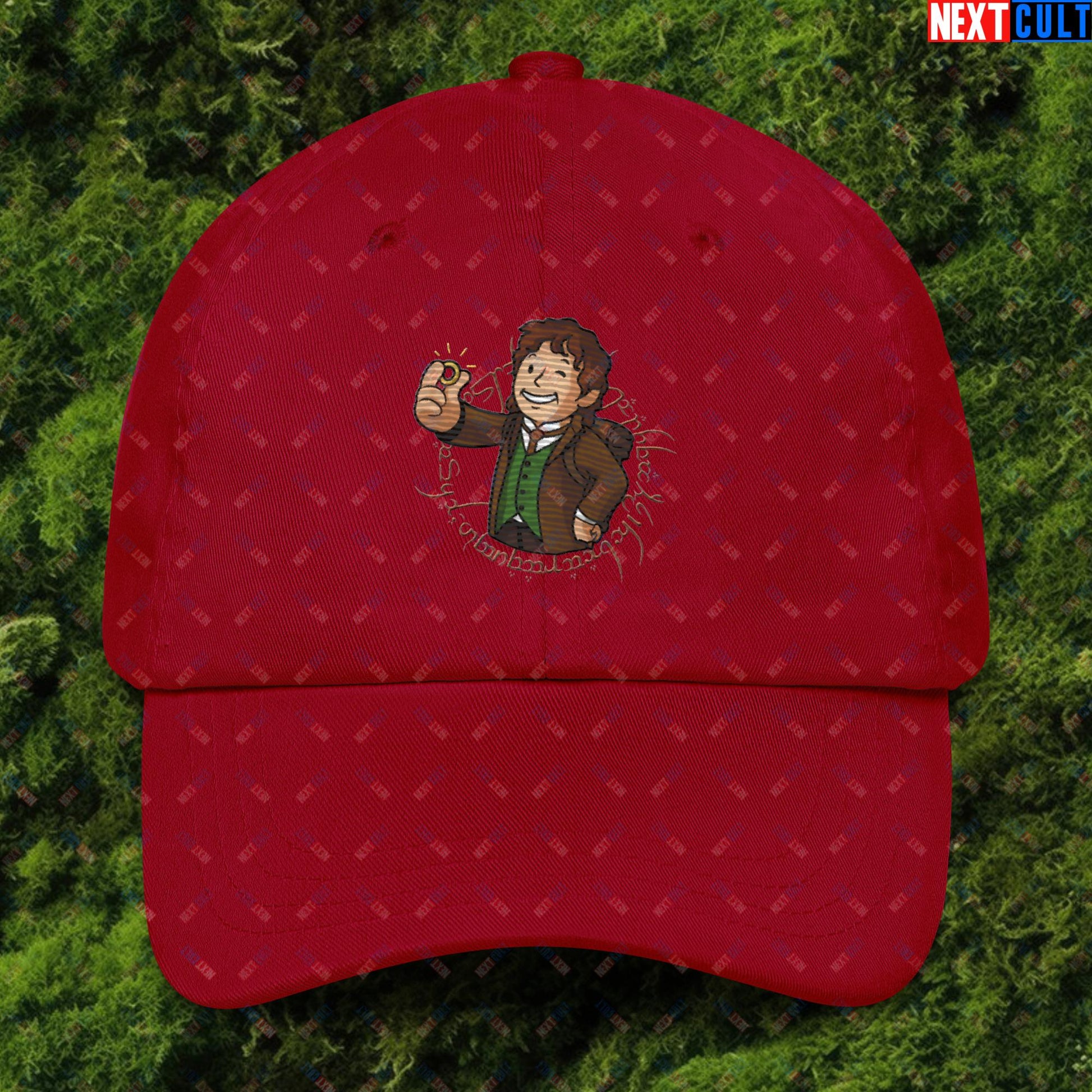 Bilboy Bilbo Baggins Lord of the Rings Vault Boy Fallout Funny Cartoon Mashup Dad hat Cranberry Hats Fallout Lord of the Rings Movies Vault Boy Next Cult Brand