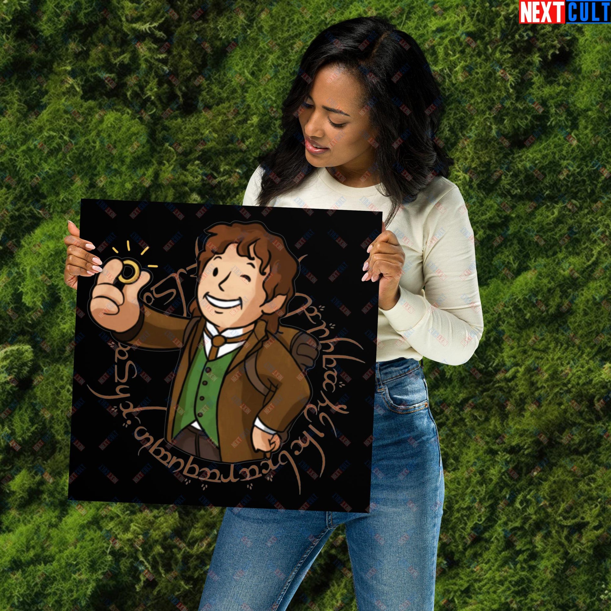 Bilboy Bilbo Baggins Lord of the Rings Vault Boy Fallout Funny Cartoon Mashup Poster Next Cult Brand