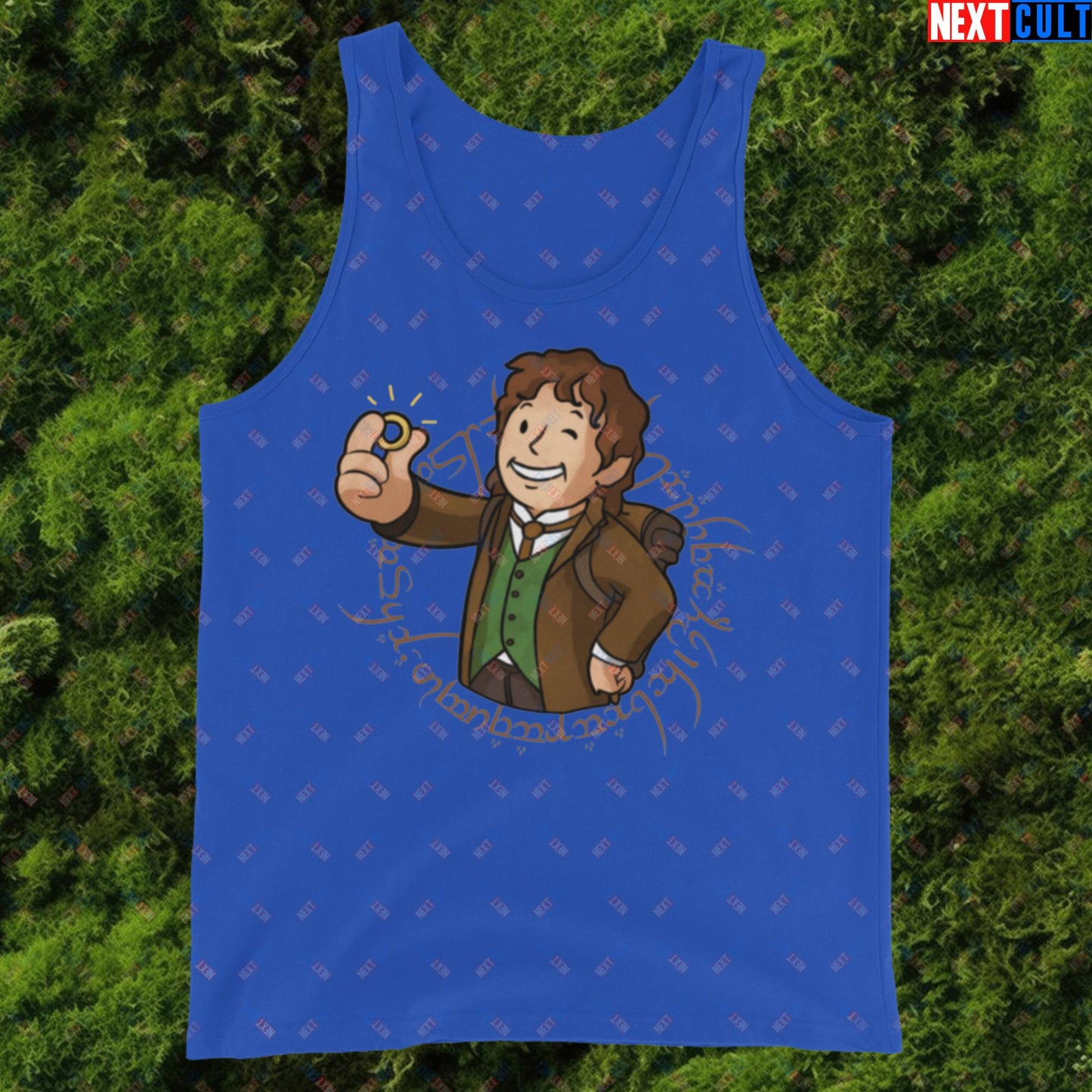 Bilboy Bilbo Baggins Lord of the Rings Vault Boy Fallout Funny Cartoon Mashup Tank Top True Royal Tank Tops Fallout Lord of the Rings Movies Vault Boy Next Cult Brand