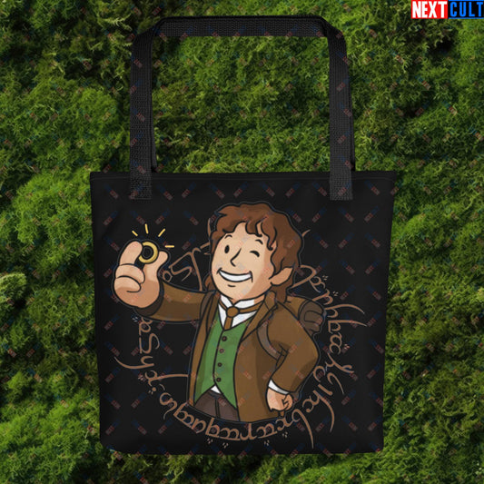 Bilboy Bilbo Baggins Lord of the Rings Vault Boy Fallout Funny Cartoon Mashup Tote bag Next Cult Brand