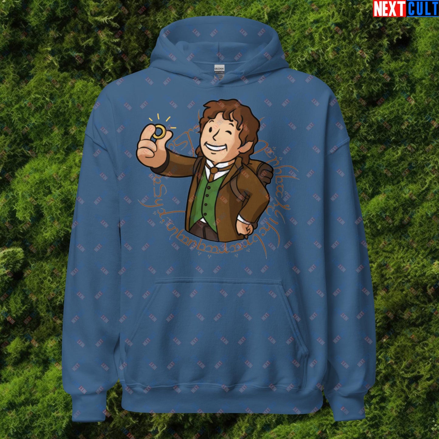 Bilboy Bilbo Baggins Lord of the Rings Vault Boy Fallout Funny Cartoon Mashup Unisex Hoodie Next Cult Brand